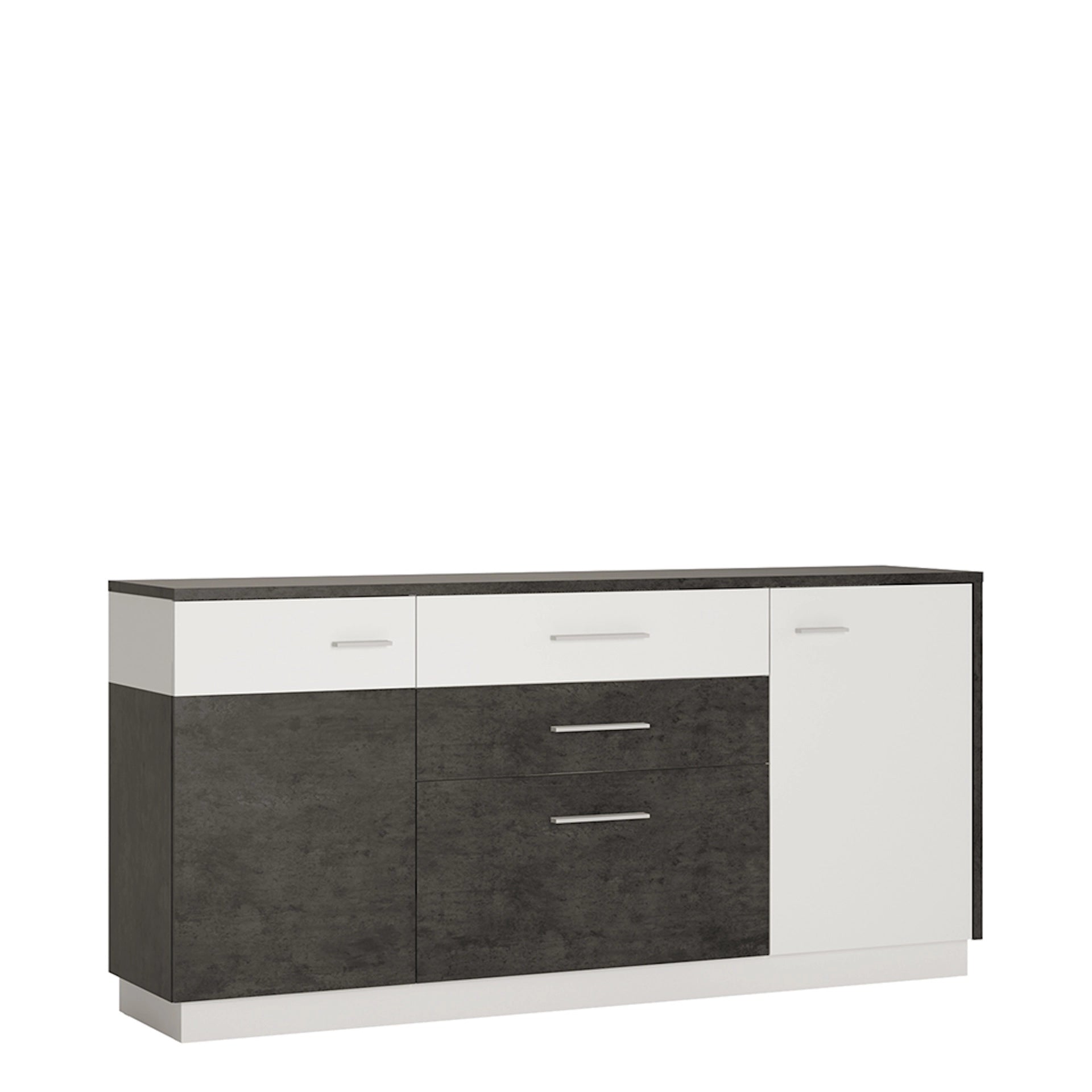 Furniture To Go Zingaro 2 Door 2 Drawer 1 Compartment Sideboard in Grey & White