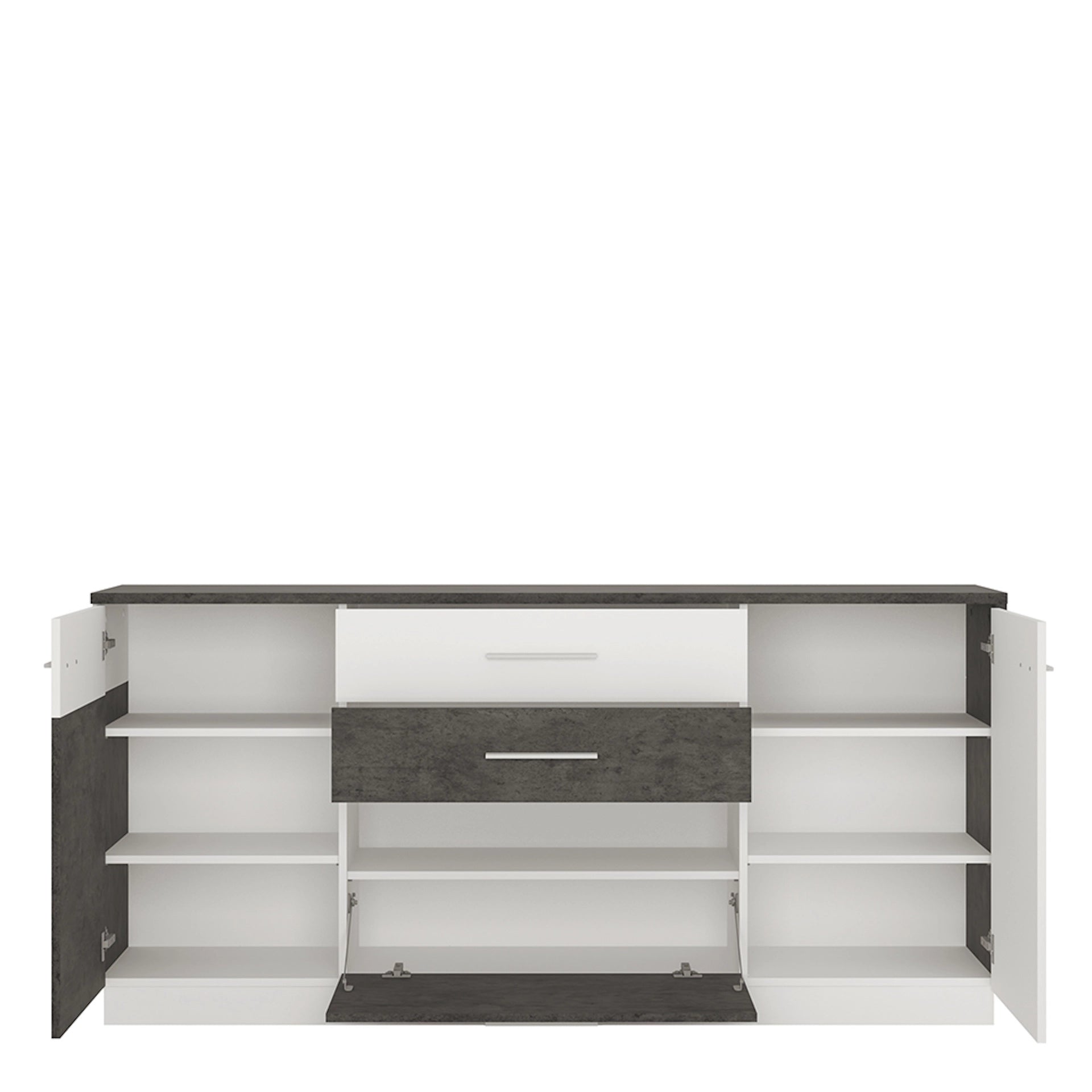 Furniture To Go Zingaro 2 Door 2 Drawer 1 Compartment Sideboard in Grey & White