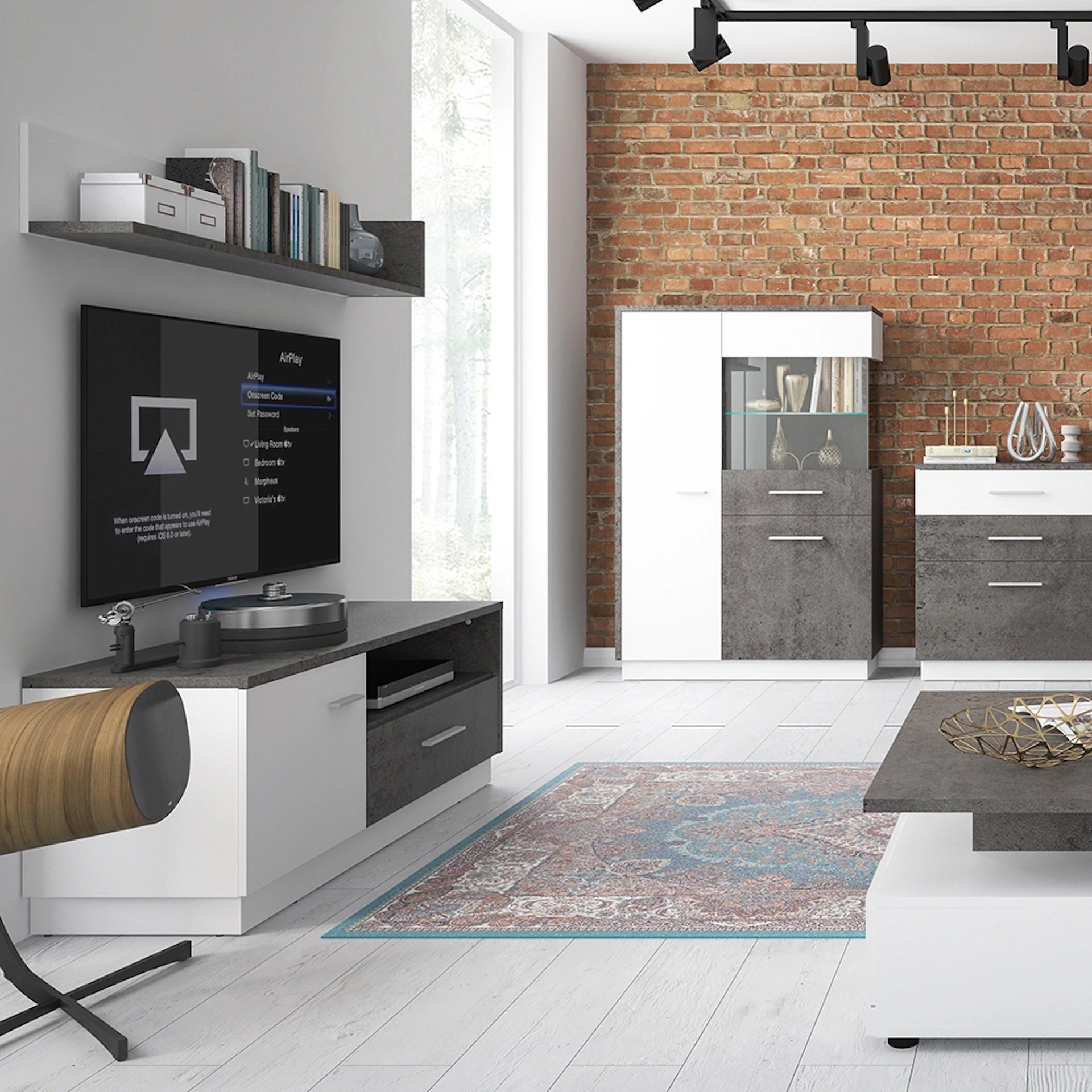 Furniture To Go Zingaro 1 Door 1 Drawer TV Cabinet in Grey & White