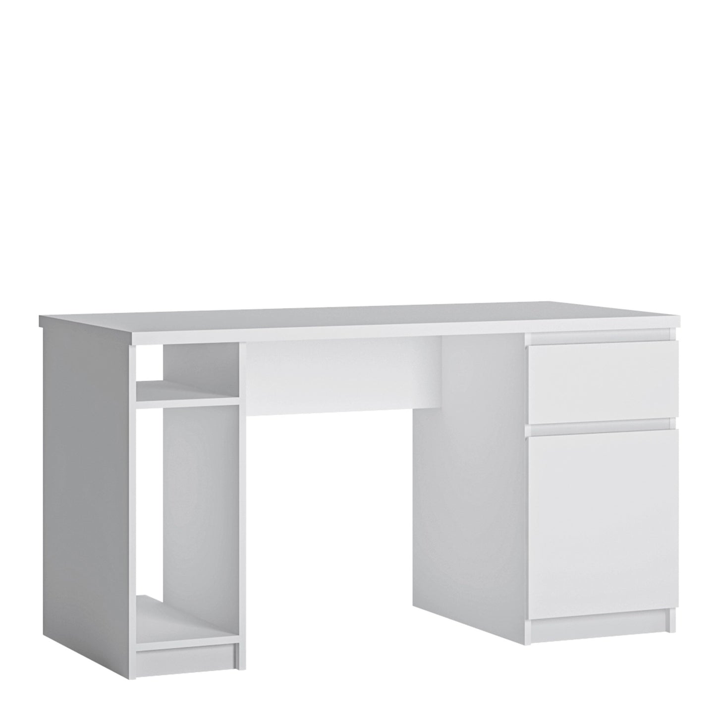 Furniture To Go Fribo 1 Door 1 Drawer Twin Pedestal Desk in White