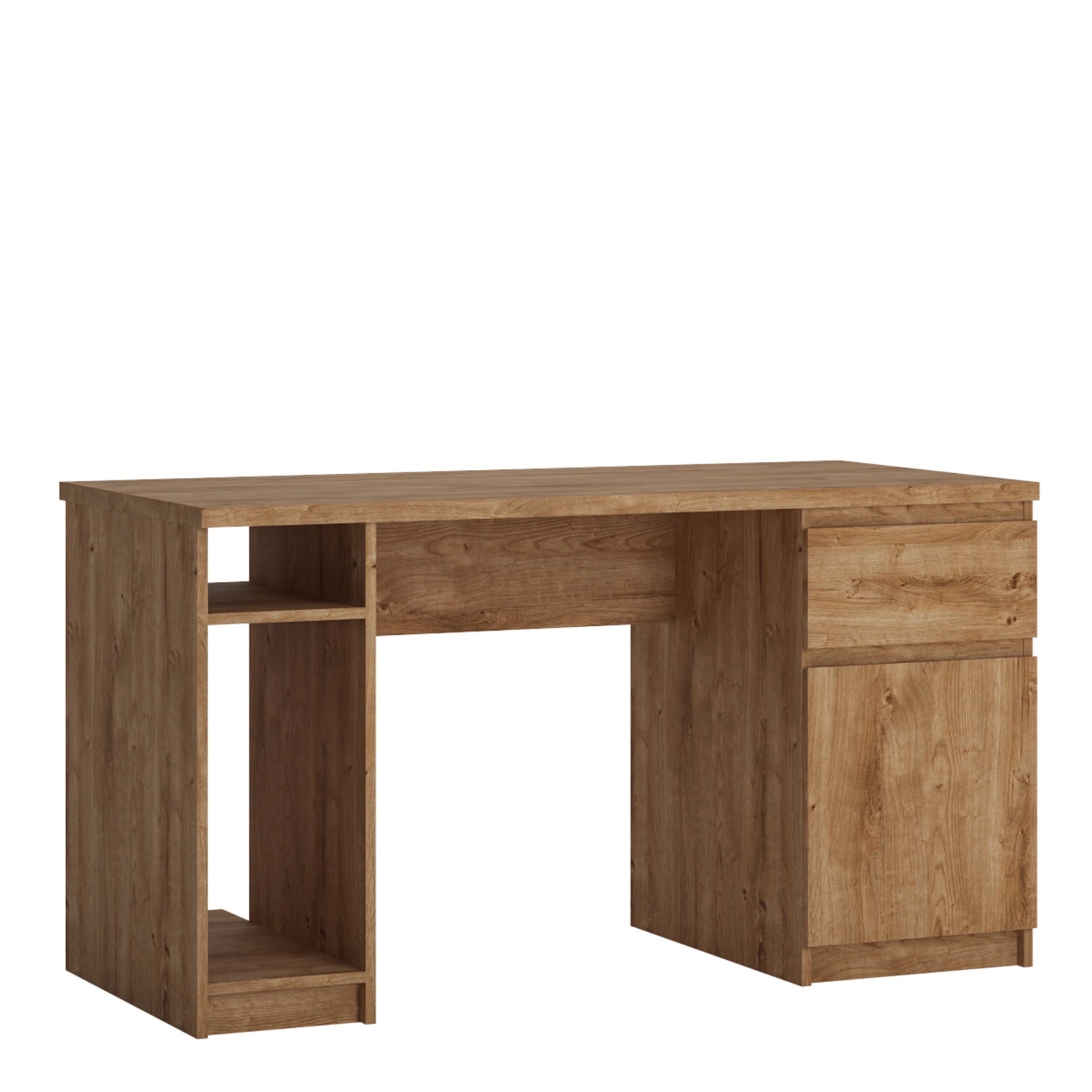 Furniture To Go Fribo 1 Door 1 Drawer Twin Pedestal Desk in Oak