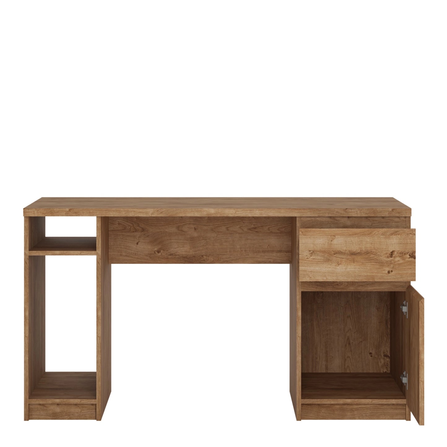 Furniture To Go Fribo 1 Door 1 Drawer Twin Pedestal Desk in Oak