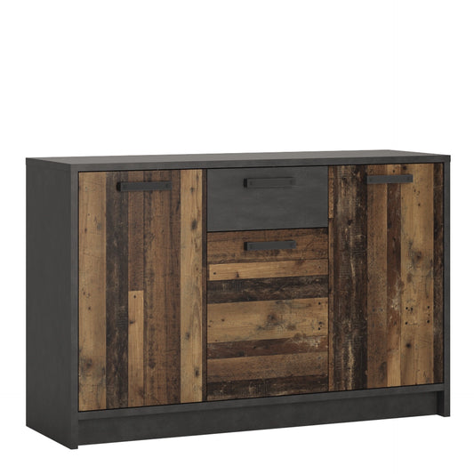 Furniture To Go Brooklyn Cabinet with 3 Doors & 1 Drawer in Walnut & Dark Matera Grey