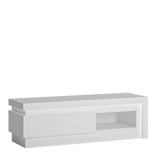 Furniture To Go Lyon 1 Drawer TV Cabinet with Open Shelf in White & High Gloss