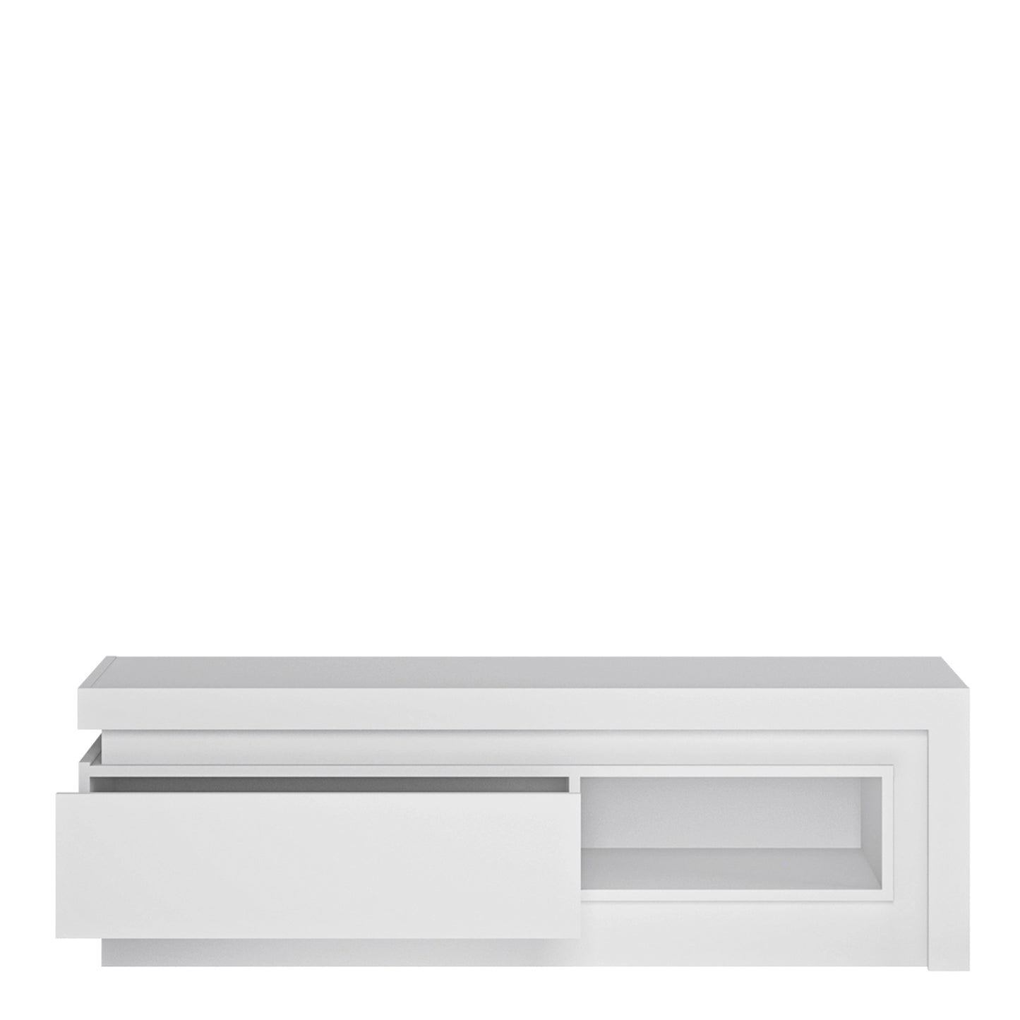 Furniture To Go Lyon 1 Drawer TV Cabinet with Open Shelf in White & High Gloss