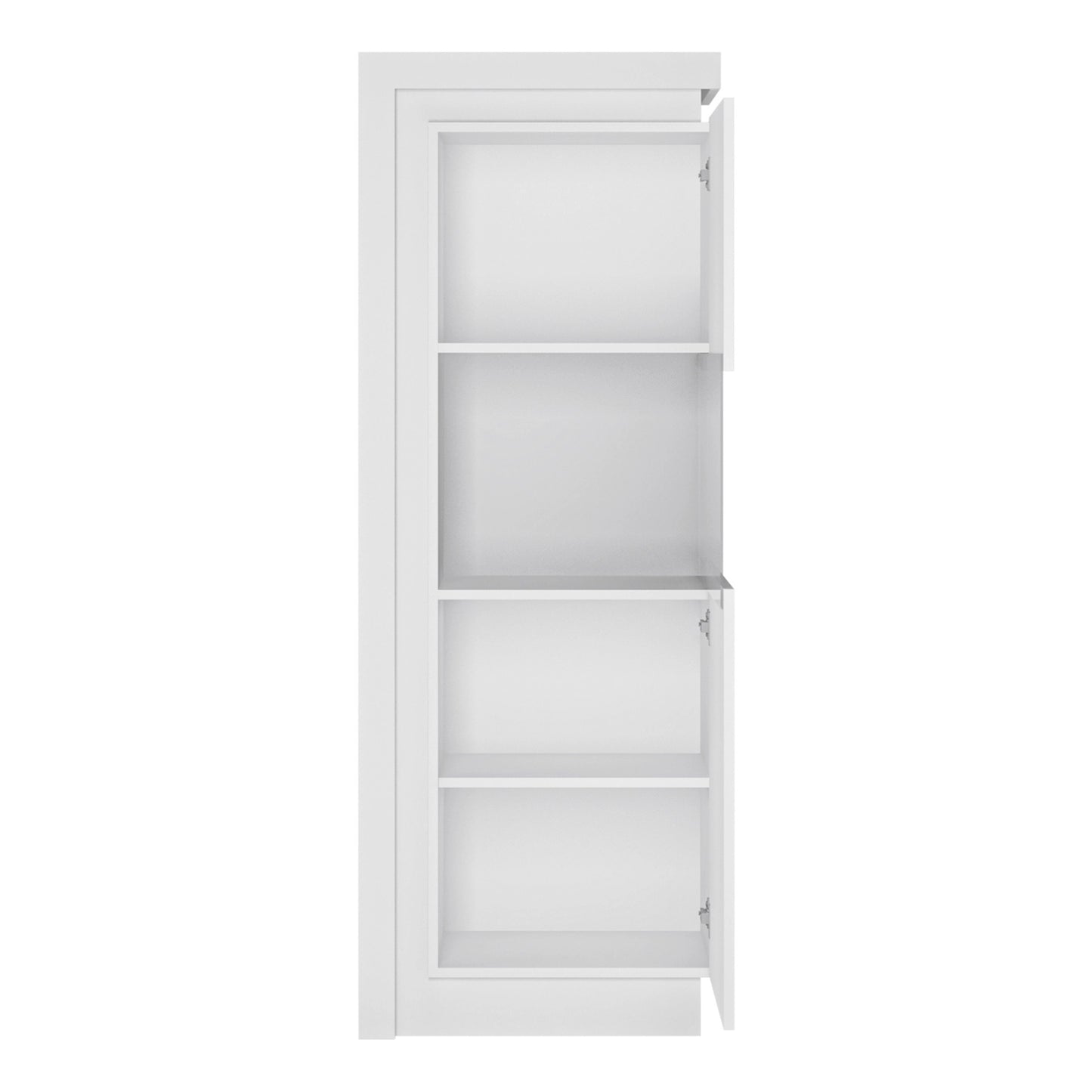 Furniture To Go Lyon Narrow Display Cabinet (RHD) 164.1cm High (Including Led Lighting) in White & High Gloss