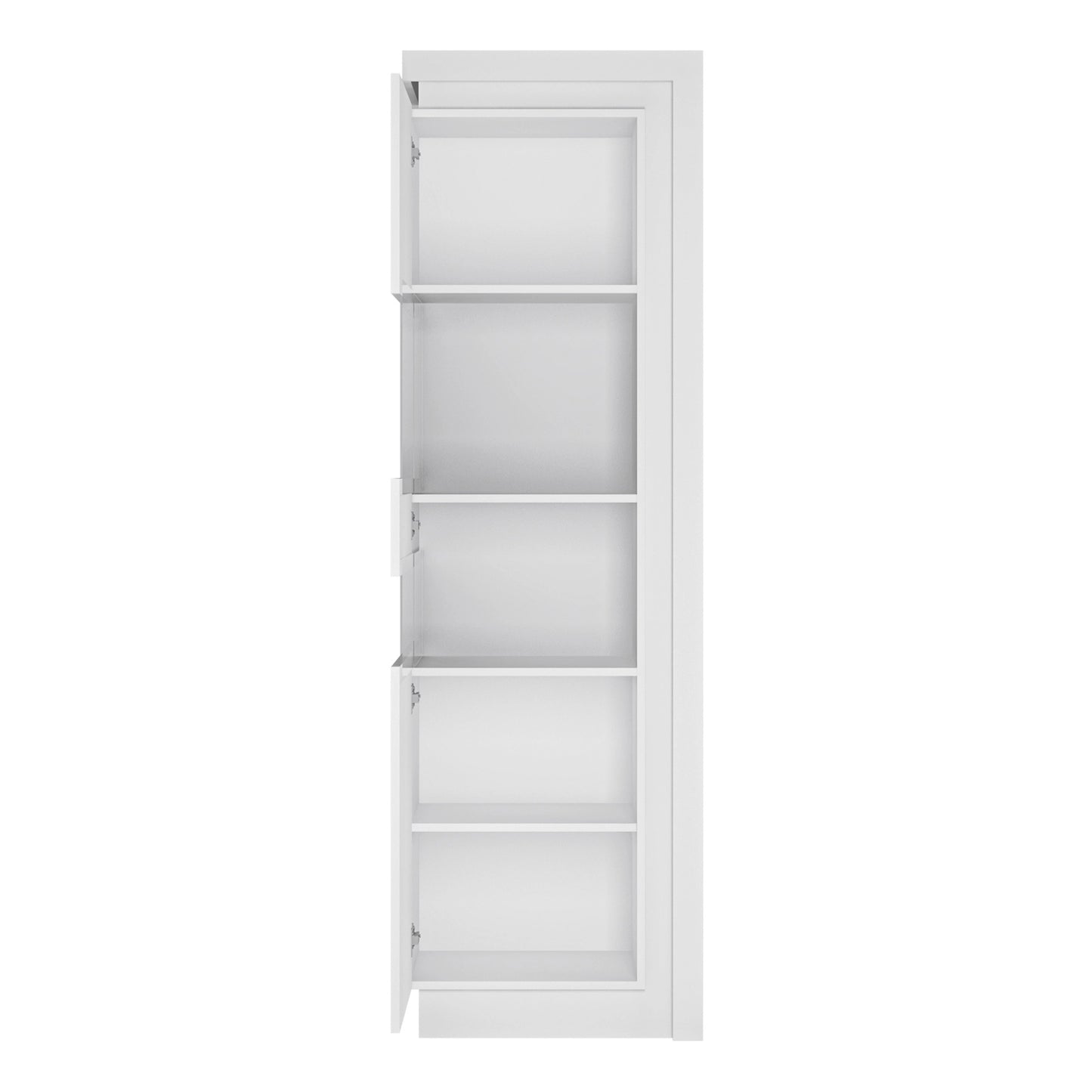 Furniture To Go Lyon Tall Narrow Display Cabinet (LHD) (Including Led Lighting) in White & High Gloss