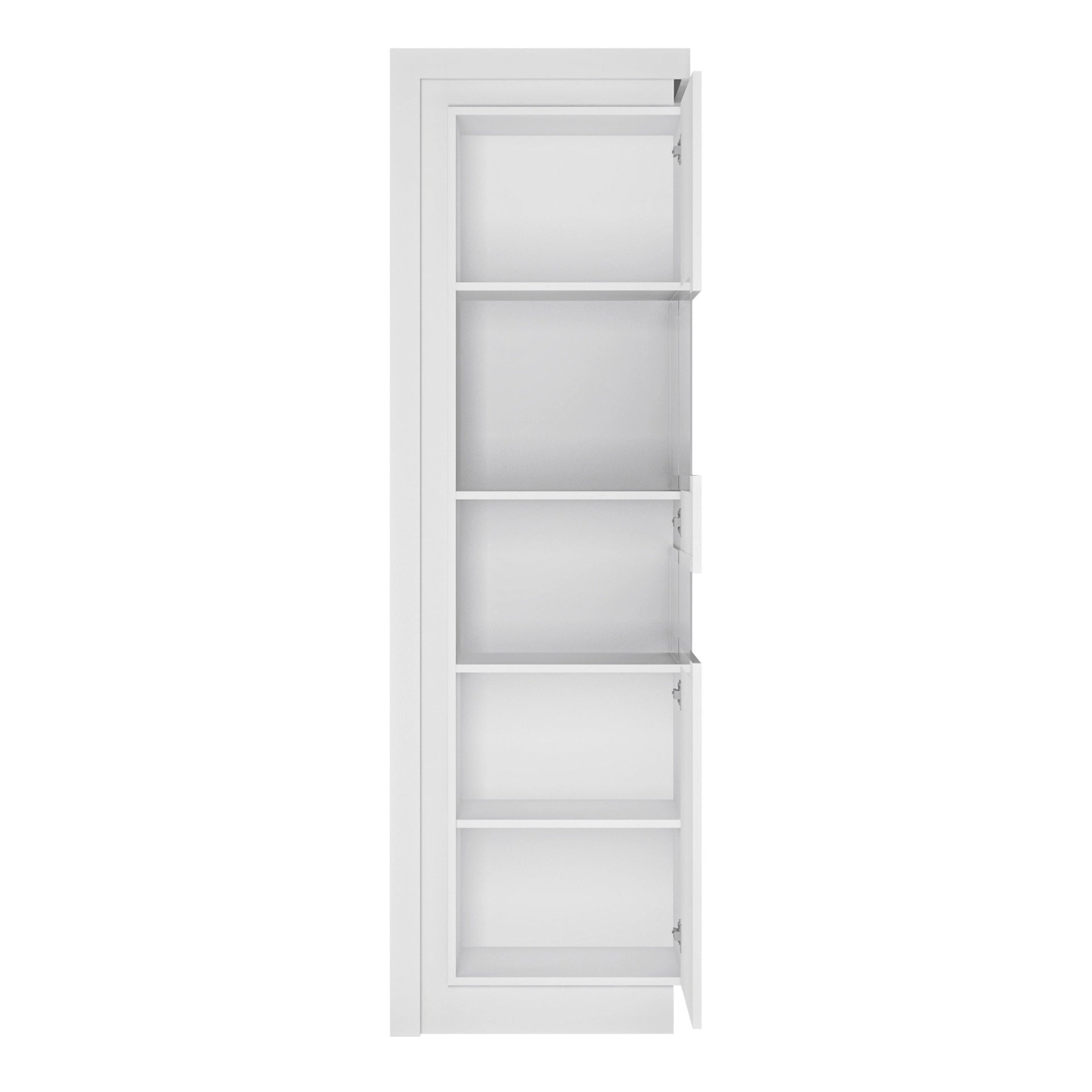 Furniture To Go Lyon Tall Narrow Display Cabinet (RHD) (Including Led Lighting) in White & High Gloss