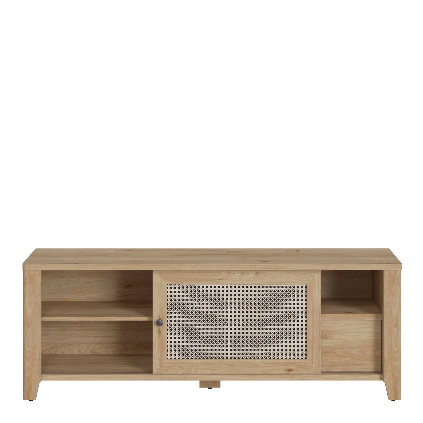 Furniture To Go Cestino 1 Door 1 Drawer TV Unit in Jackson Hickory Oak & Rattan Effect