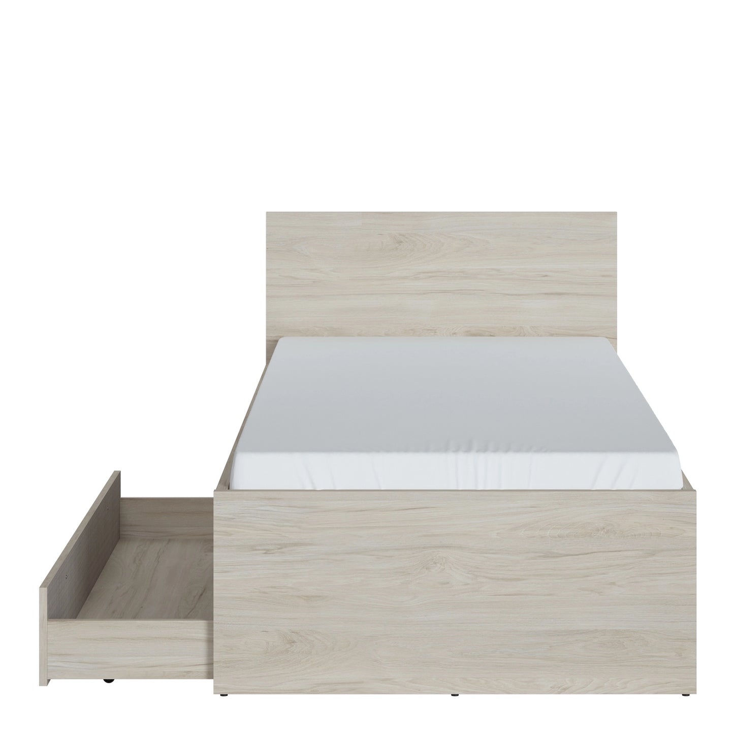 Furniture To Go Denim 3ft Single Bed with 1 Drawer in Light Walnut, Grey Fabric Effect & Cashmere