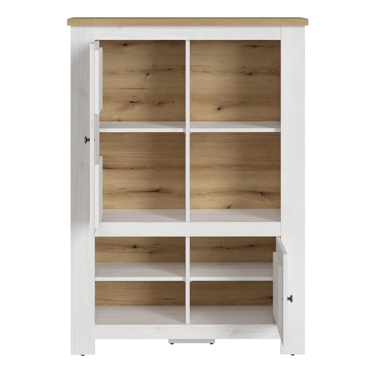 Furniture To Go Celesto 2 Door 4 Shelves Cabinet in White & Oak