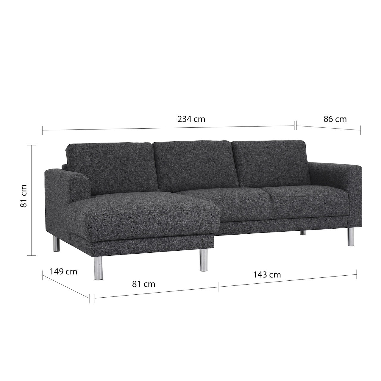Furniture To Go Cleveland Chaiselongue Sofa (LH) in Nova Anthracite