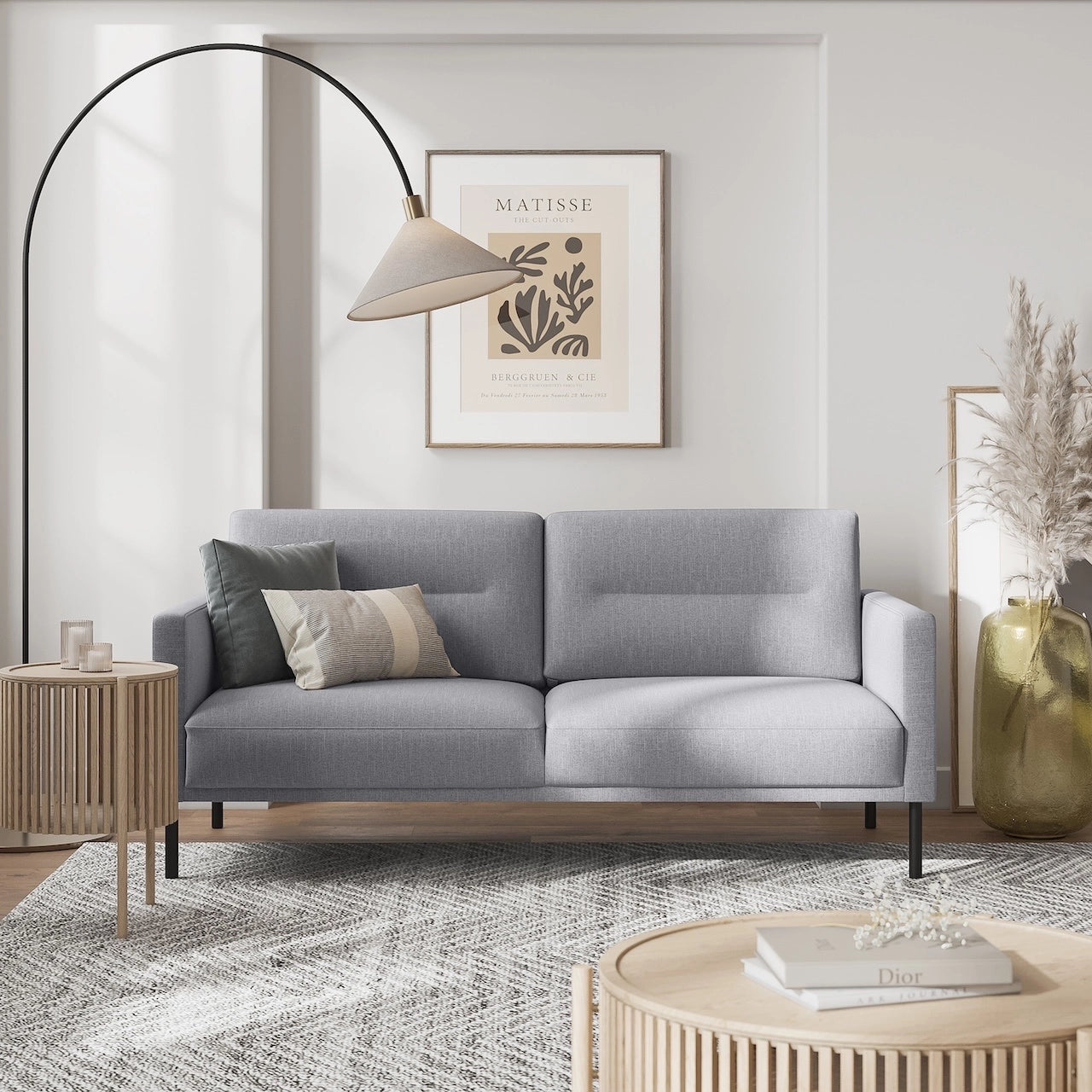 Furniture To Go Larvik 2.5 Seater Sofa - Grey, Black Legs