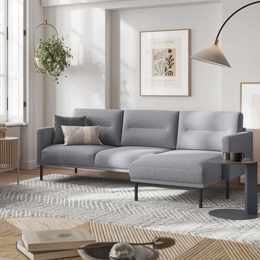 Furniture To Go Larvik Chaiselongue Sofa (RH) - Grey, Black Legs
