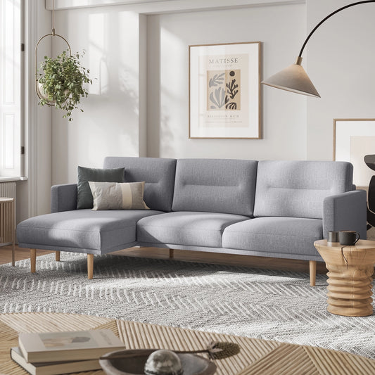 Furniture To Go Larvik Chaiselongue Sofa (LH) - Grey, Oak Legs