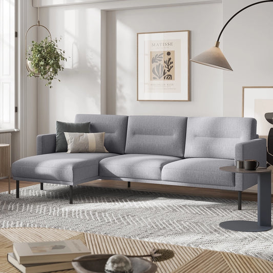 Furniture To Go Larvik Chaiselongue Sofa (LH) - Grey , Black Legs