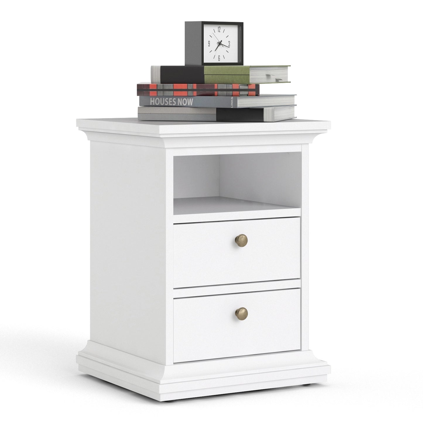 Furniture To Go Paris Bedside 2 Drawers in White