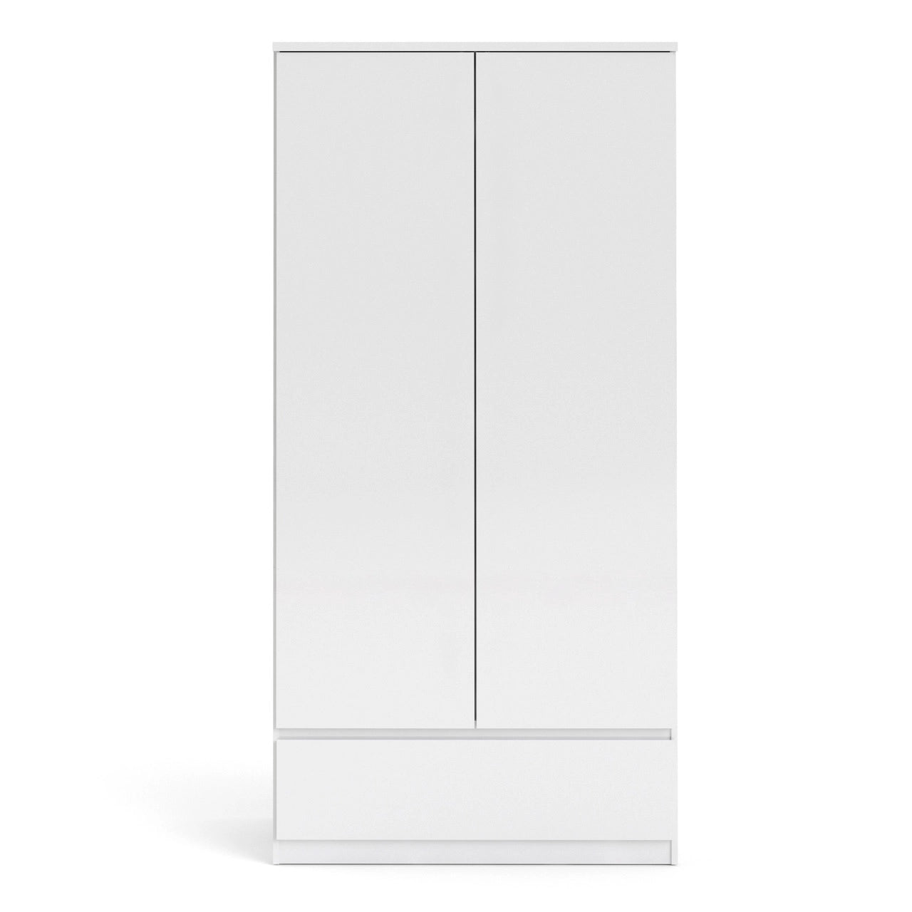 Furniture To Go Naia Wardrobe with 2 Doors + 1 Drawer in White High Gloss