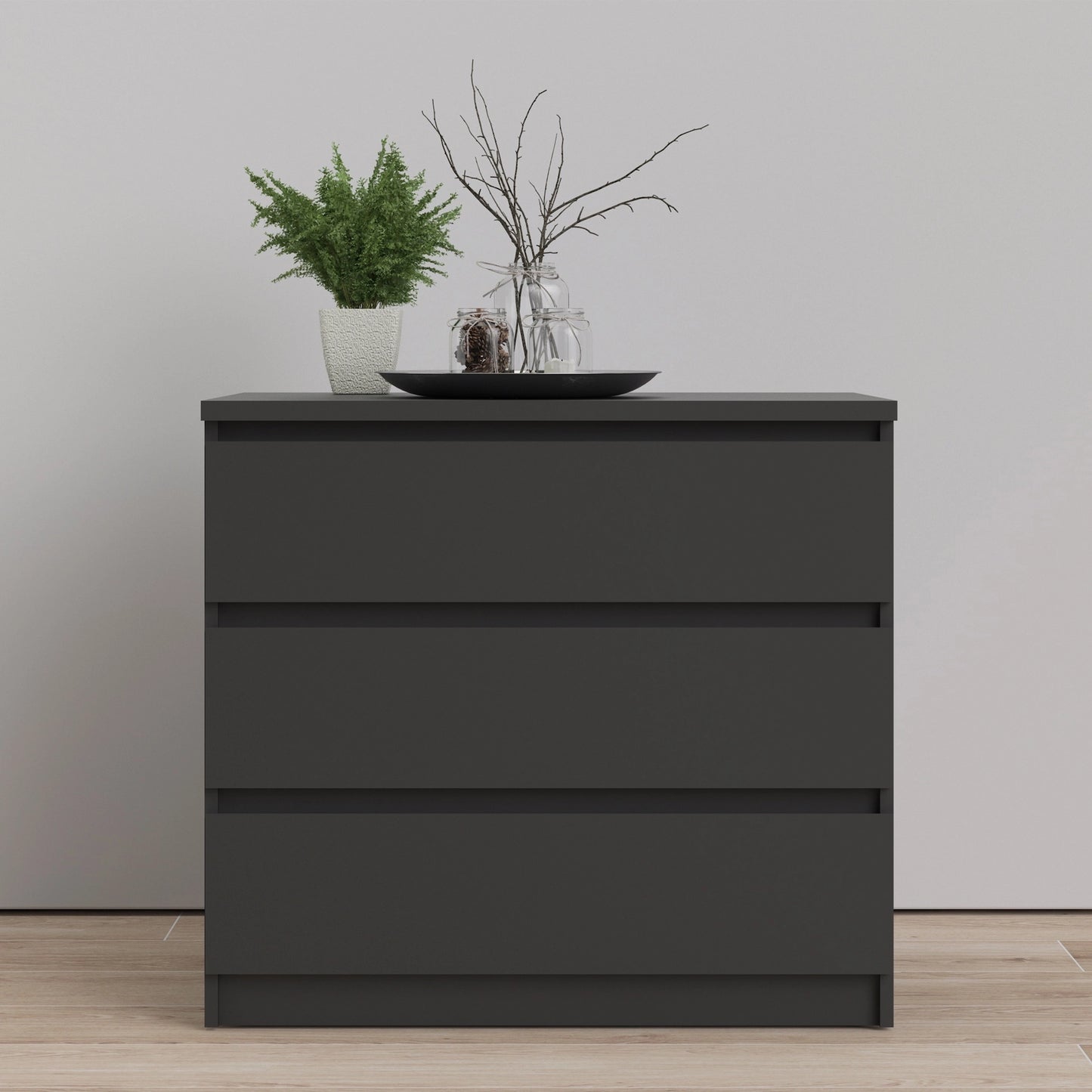 Furniture To Go Naia Chest of 3 Drawers in Black Matt