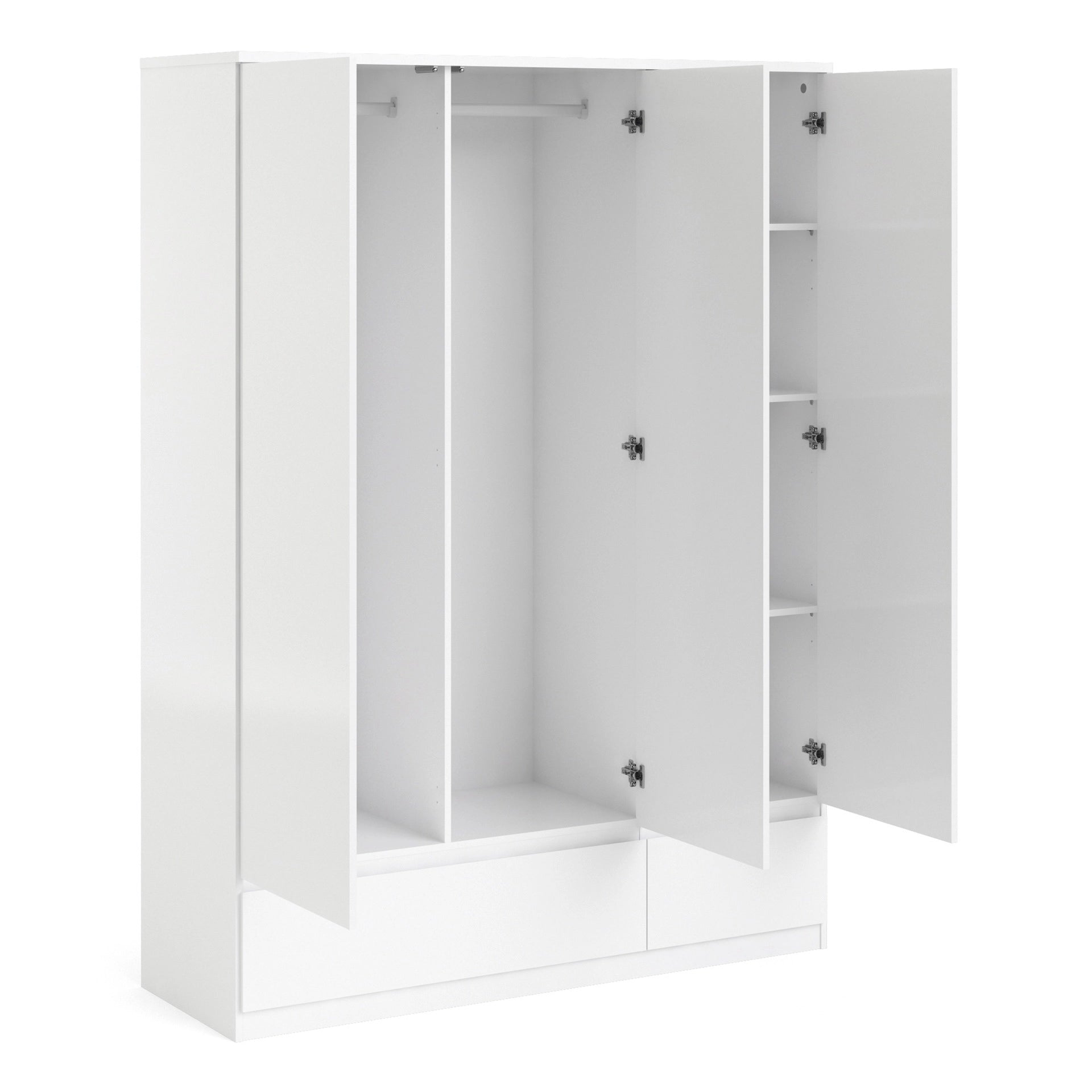 Furniture To Go Naia Wardrobe with 3 Doors + 2 Drawers in White High Gloss