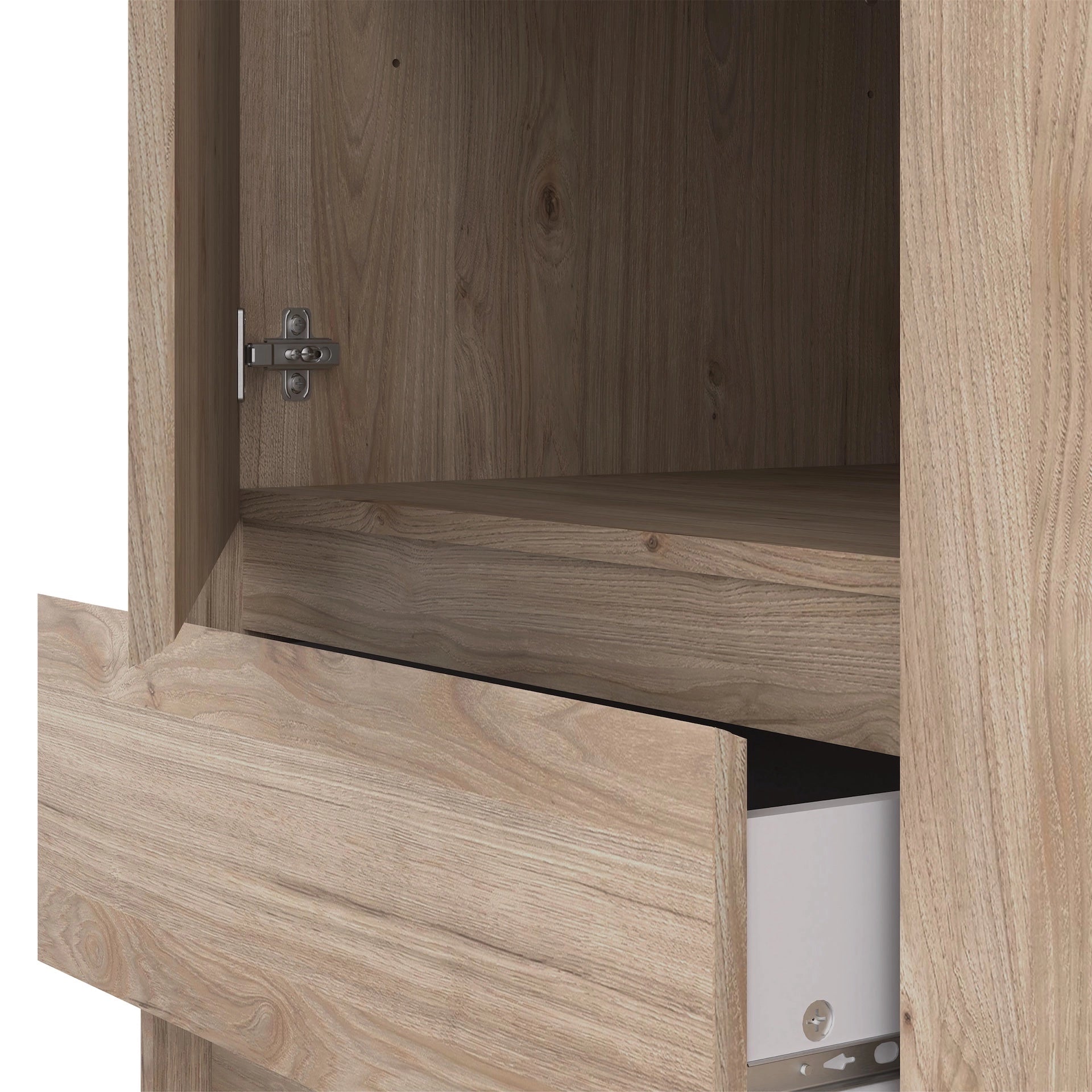 Furniture To Go Naia Wardrobe with 1 Sliding Door + 1 Door + 3 Drawers in Oak Structure Jackson Hickory