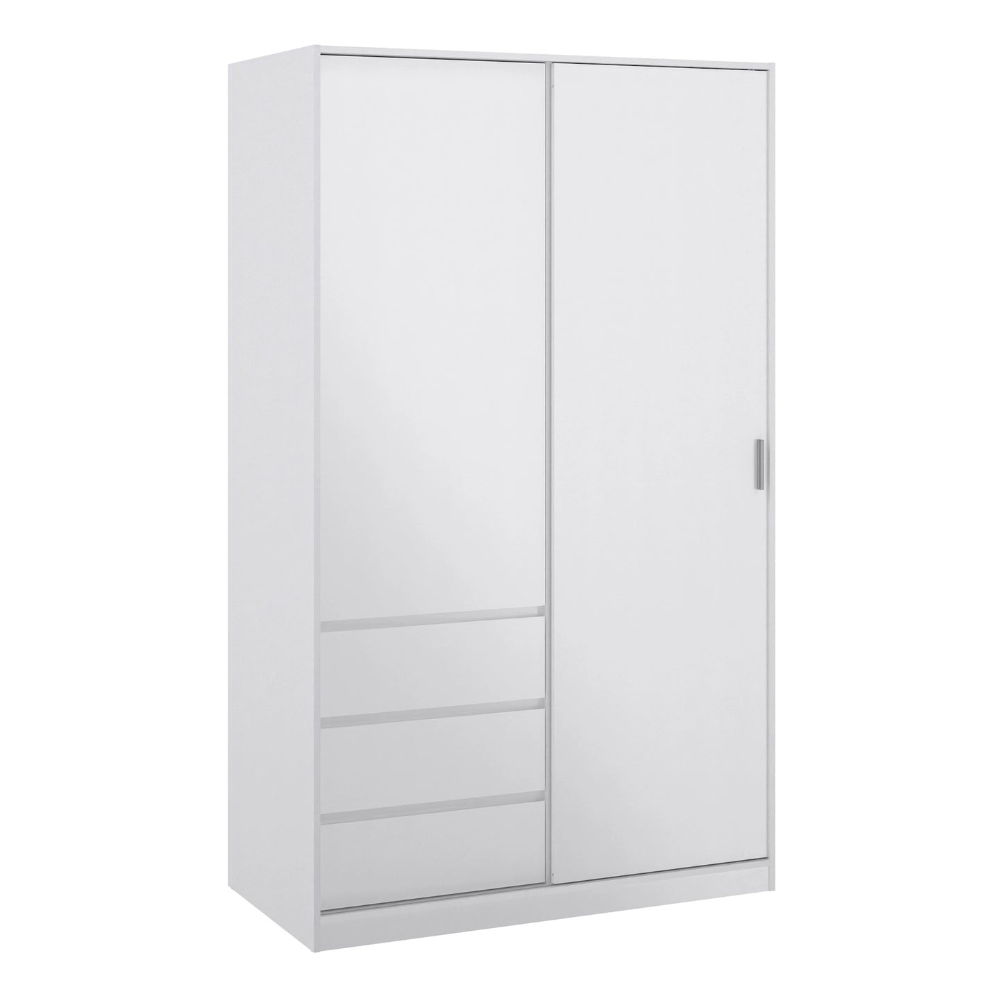 Furniture To Go Naia Wardrobe with 1 Sliding Door + 1 Door + 3 Drawers in White High Gloss