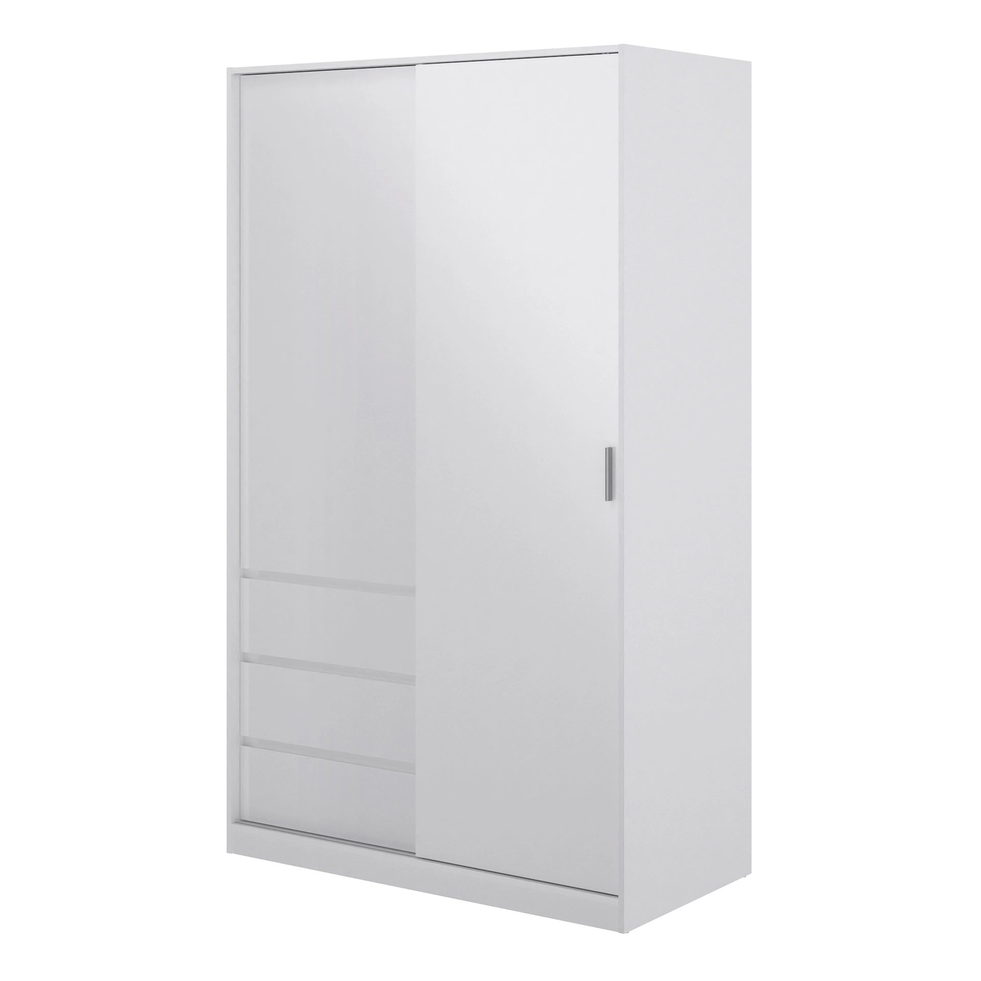 Furniture To Go Naia Wardrobe with 1 Sliding Door + 1 Door + 3 Drawers in White High Gloss