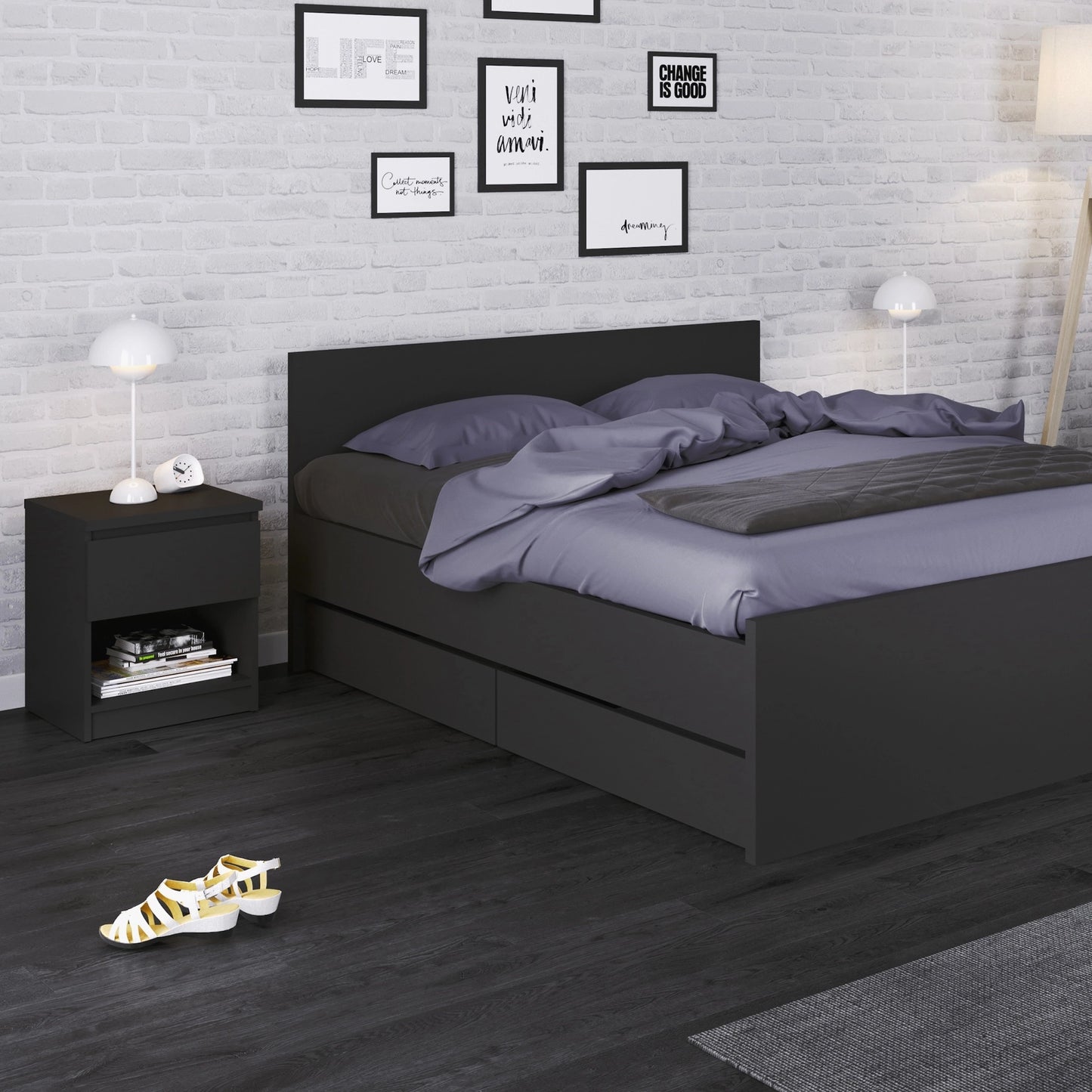 Furniture To Go Naia 4ft 6in Double Bed in Black Matt