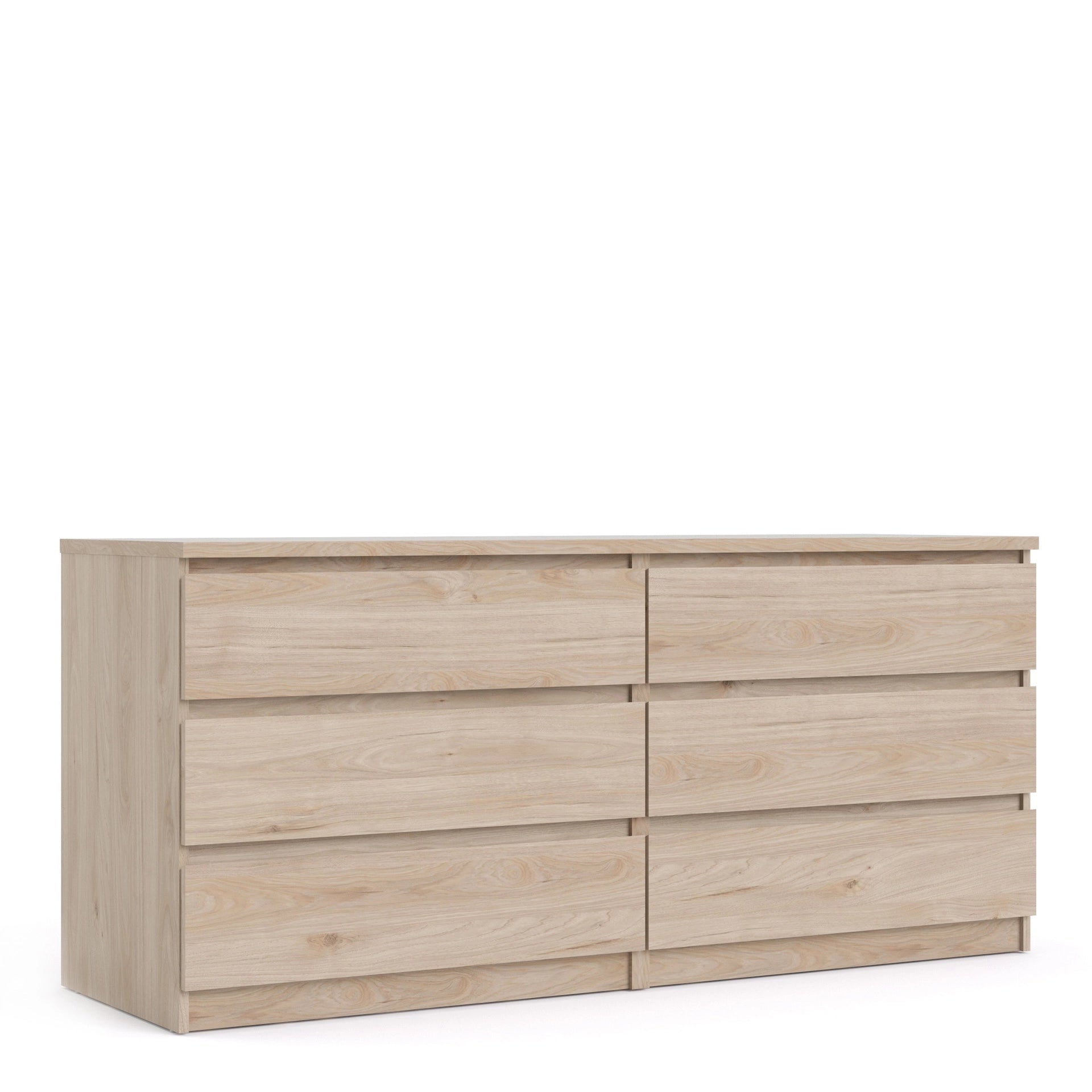 Furniture To Go Naia Wide Chest of 6 Drawers (3+3) in Jackson Hickory Oak