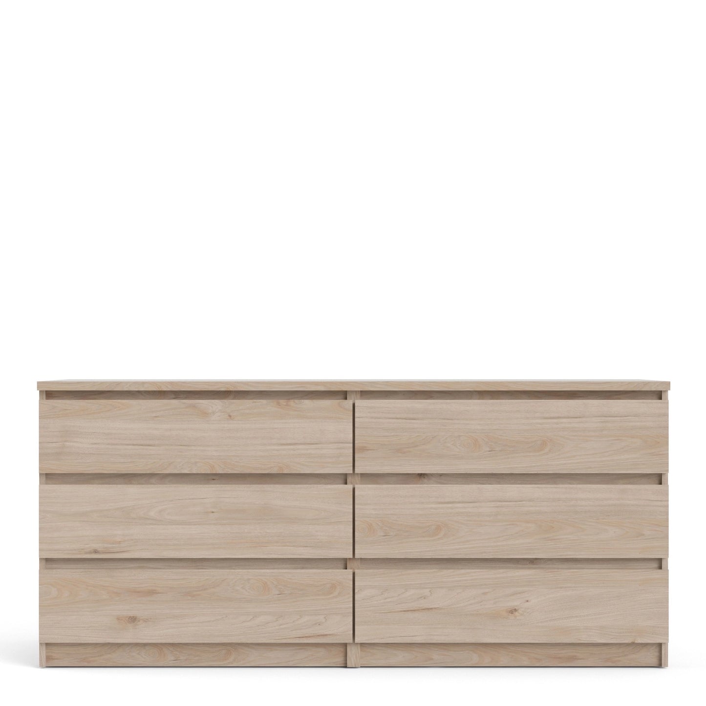 Furniture To Go Naia Wide Chest of 6 Drawers (3+3) in Jackson Hickory Oak