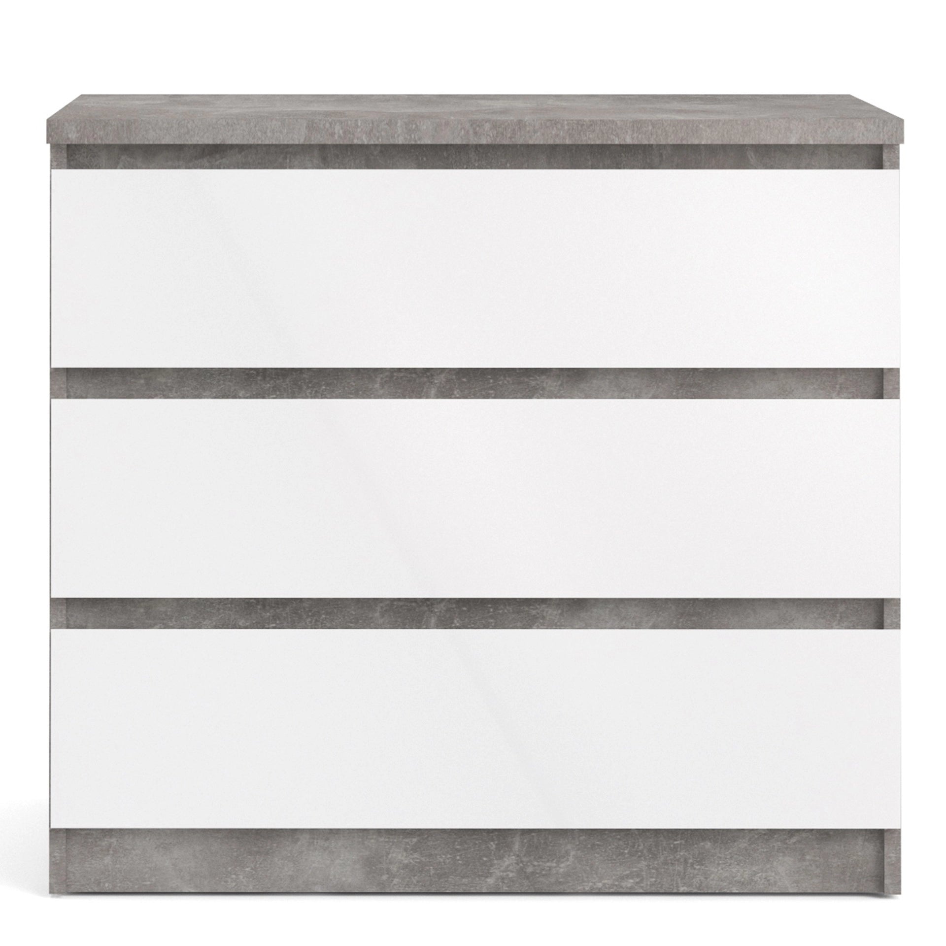 Furniture To Go Naia Chest of 3 Drawers in Concrete & White High Gloss