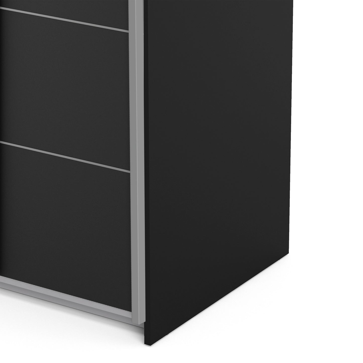Furniture To Go Verona Sliding Wardrobe 120cm in Black Matt with Black Matt Doors with 5 Shelves