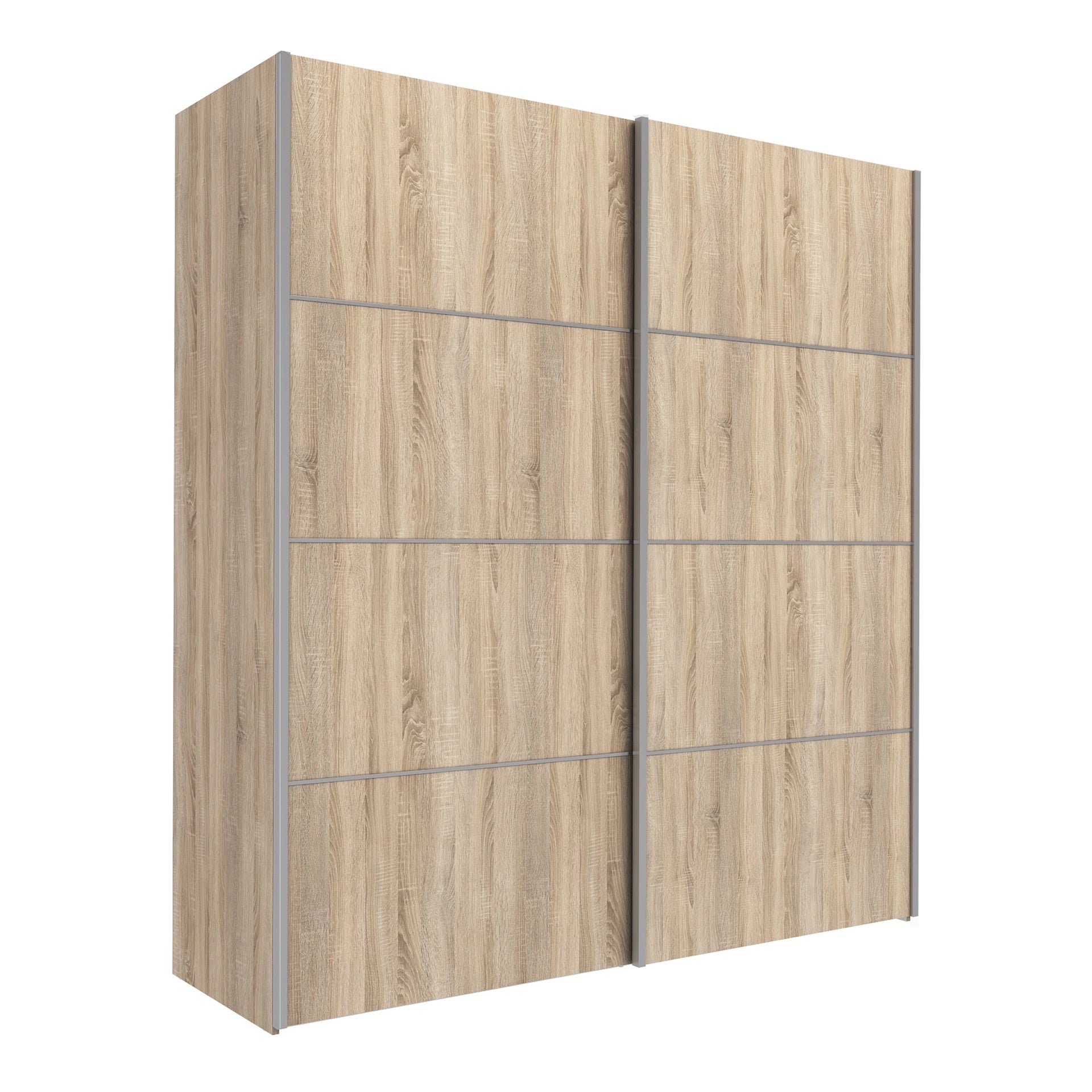 Furniture To Go Verona Sliding Wardrobe 180cm in Oak with Oak Doors with 5 Shelves