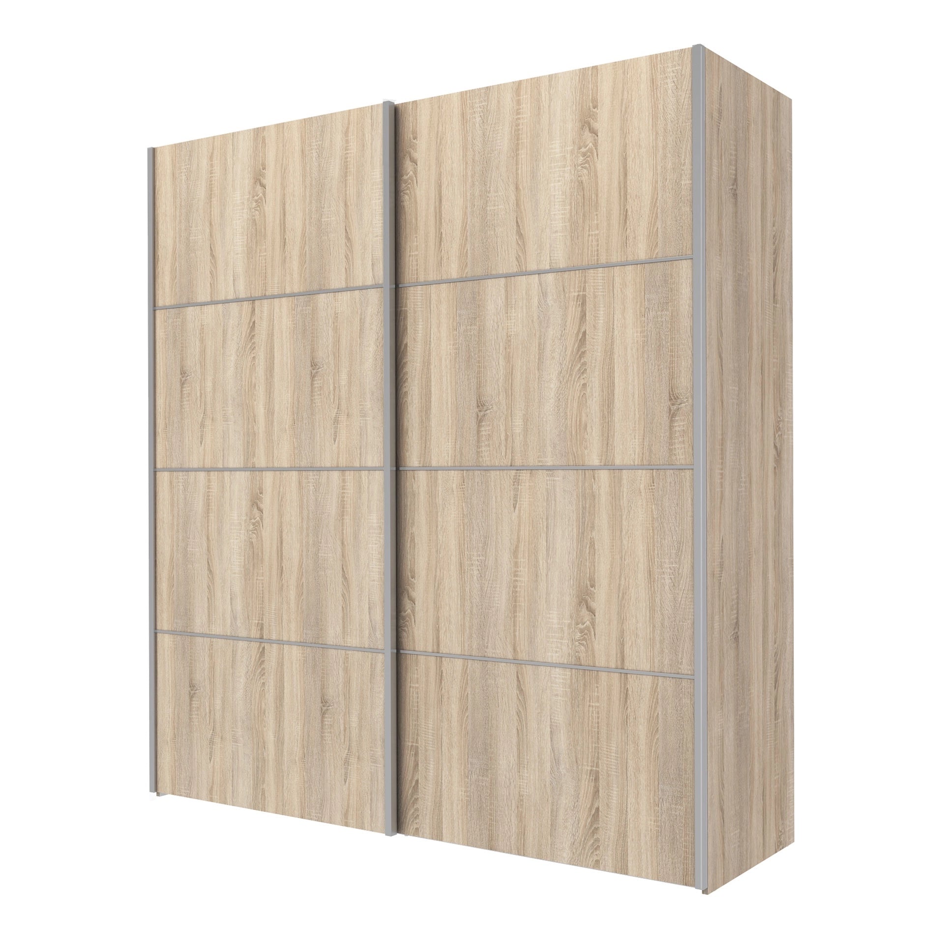 Furniture To Go Verona Sliding Wardrobe 180cm in Oak with Oak Doors with 5 Shelves