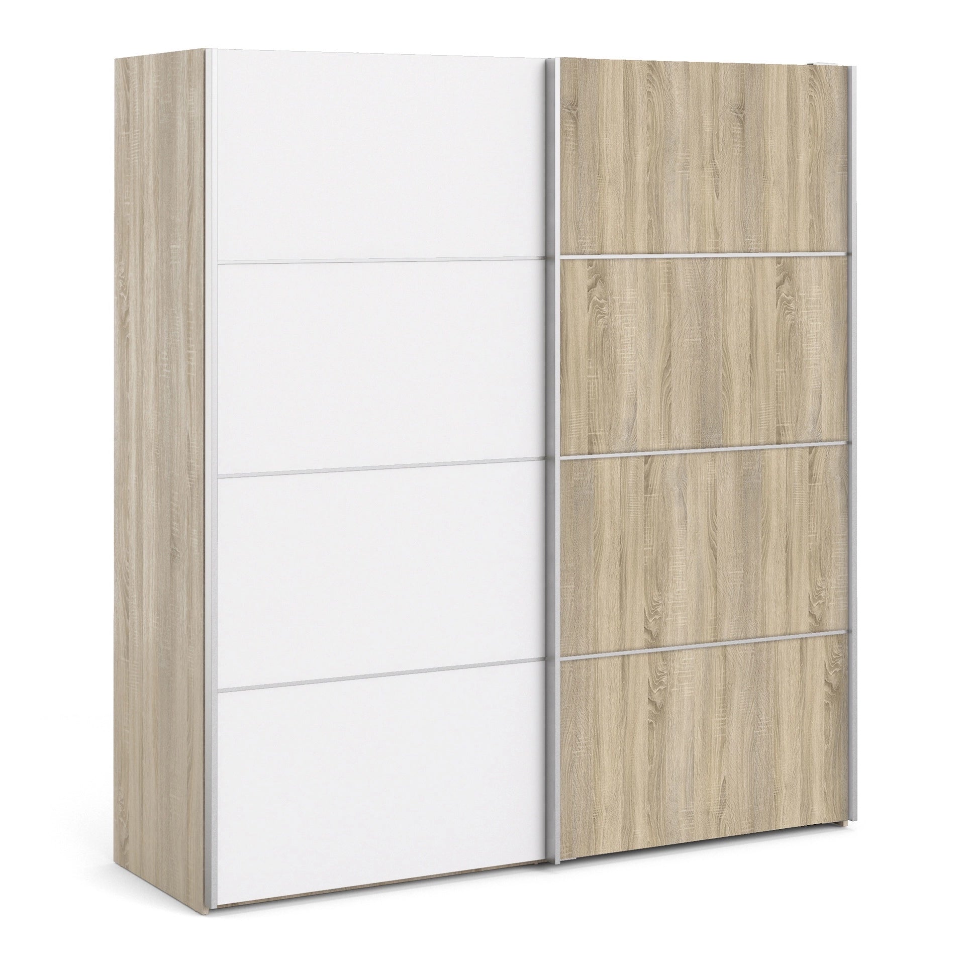 Furniture To Go Verona Sliding Wardrobe 180cm in Oak with White & Oak Doors with 5 Shelves