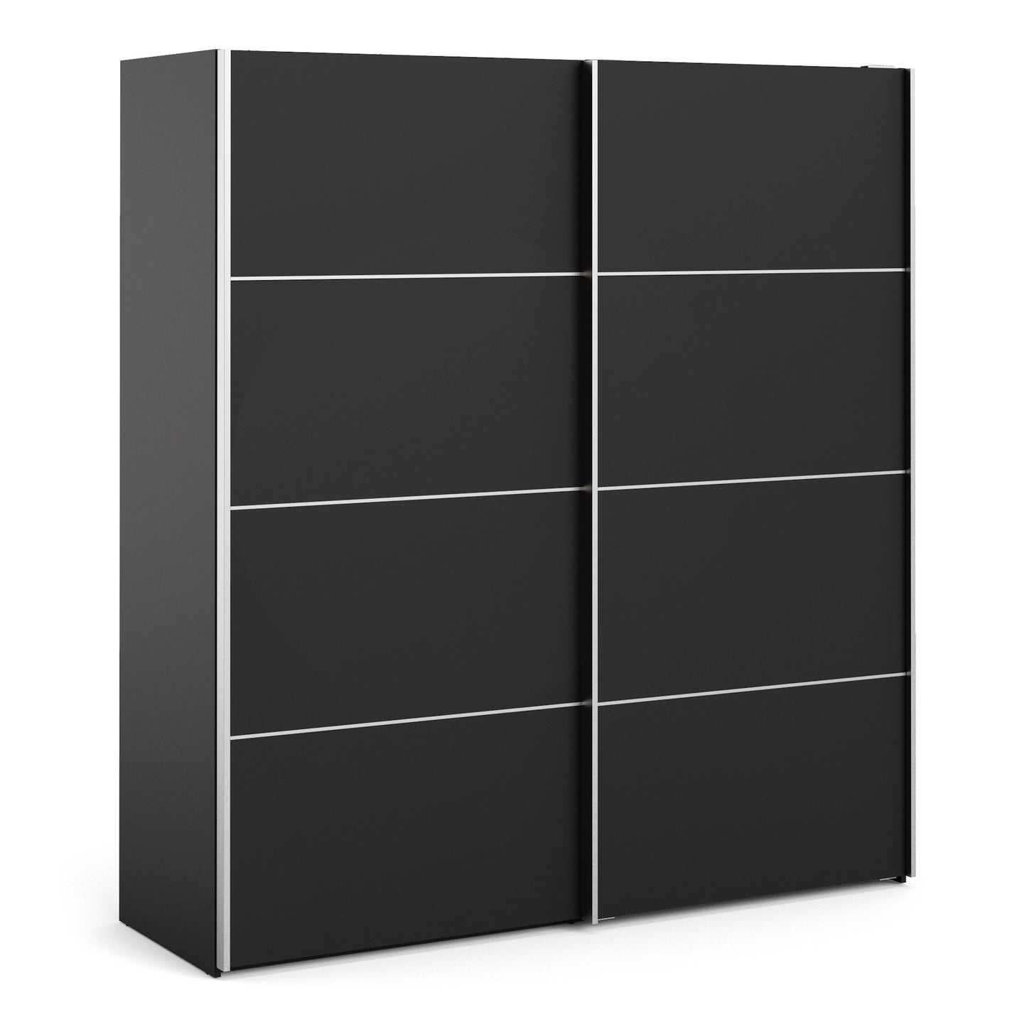 Furniture To Go Verona Sliding Wardrobe 180cm in Black Matt with Black Matt Doors with 5 Shelves