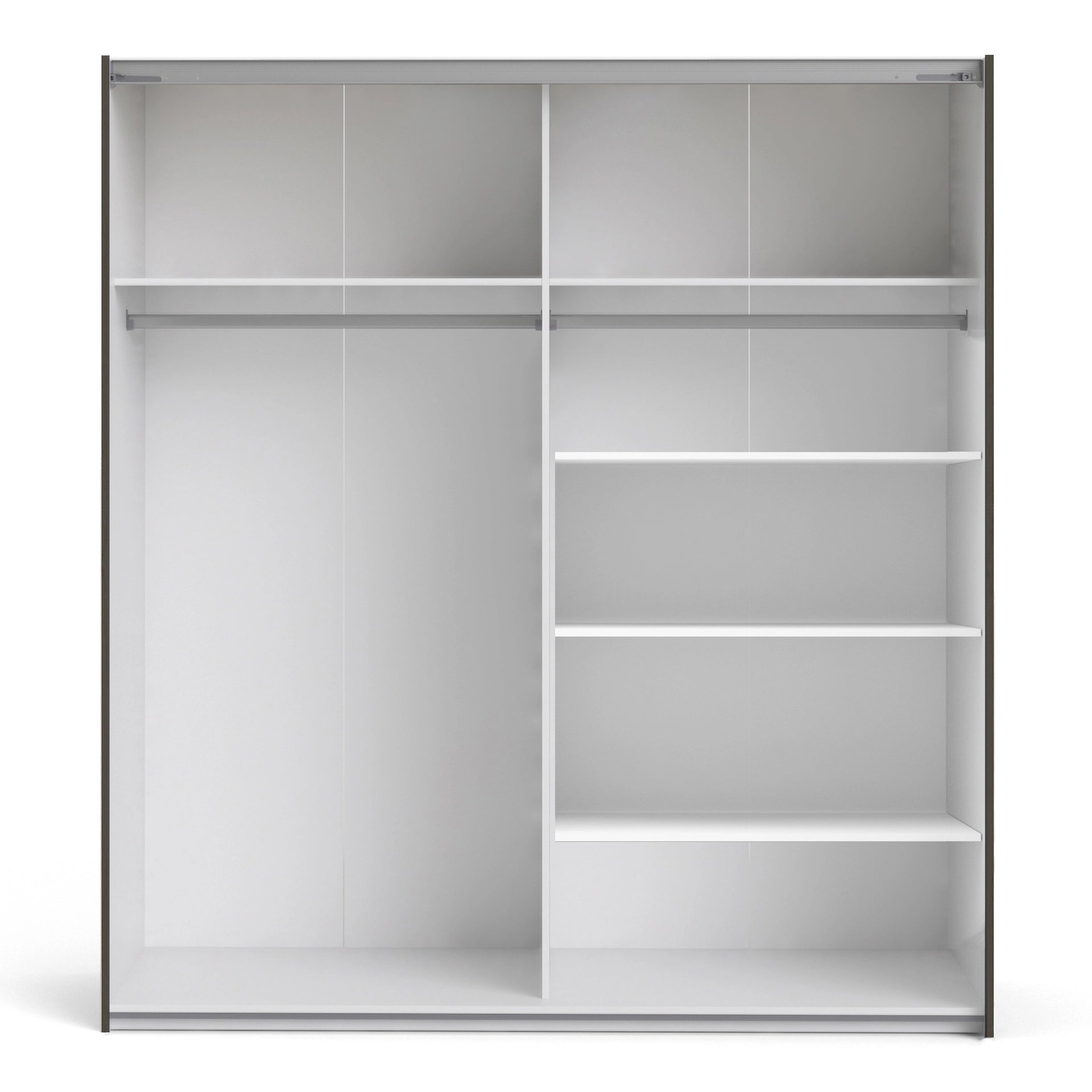 Furniture To Go Verona Sliding Wardrobe 180cm in Black Matt with Mirror Doors with 5 Shelves