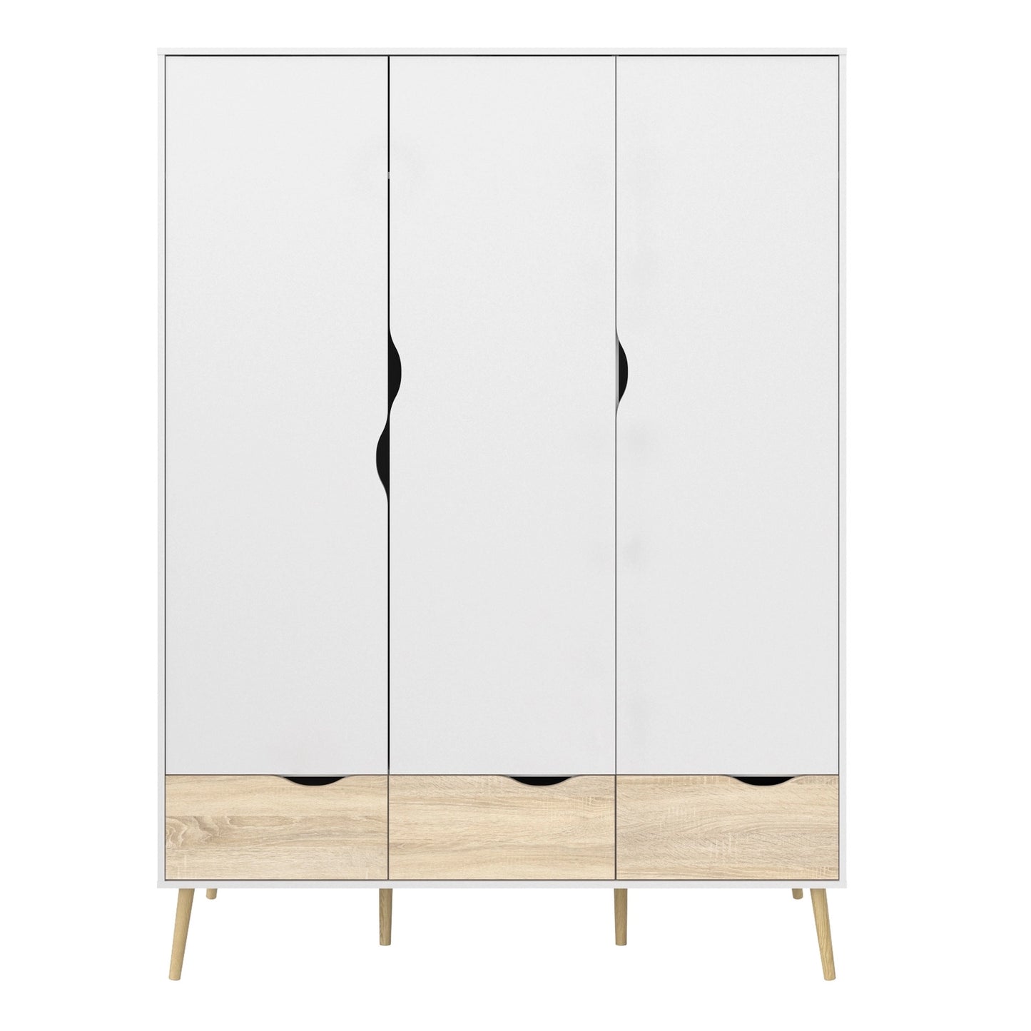 Furniture To Go Oslo Wardrobe 3 Doors 3 Drawers in White & Oak