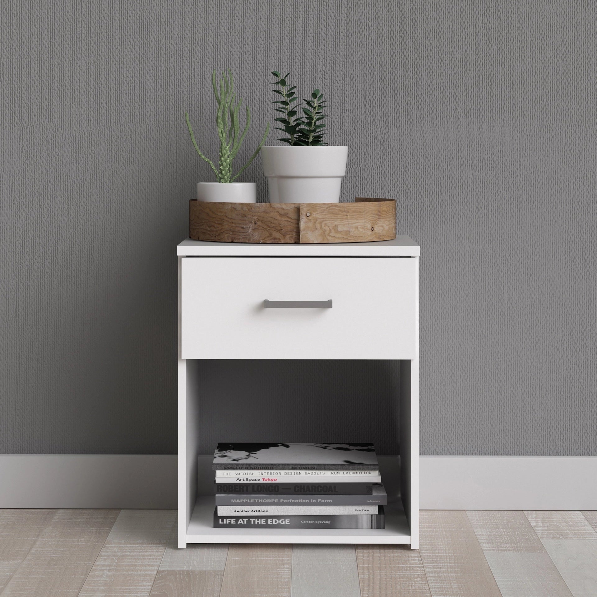 Furniture To Go Space Bedside 1 Drawer in White