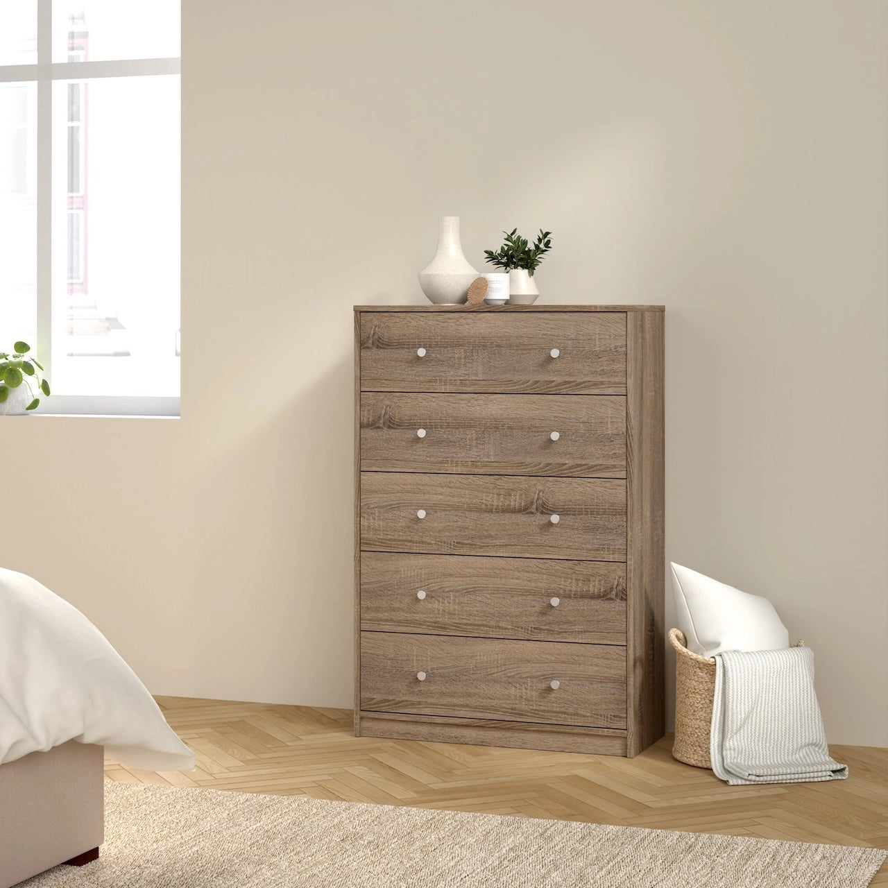 Furniture To Go May Chest of 5 Drawers in Truffle Oak