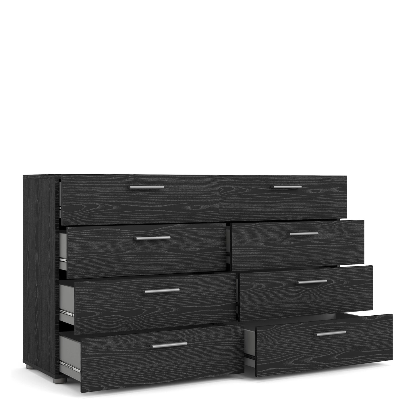 Furniture To Go Pepe Wide Chest of 8 Drawers (4+4) in Black Woodgrain