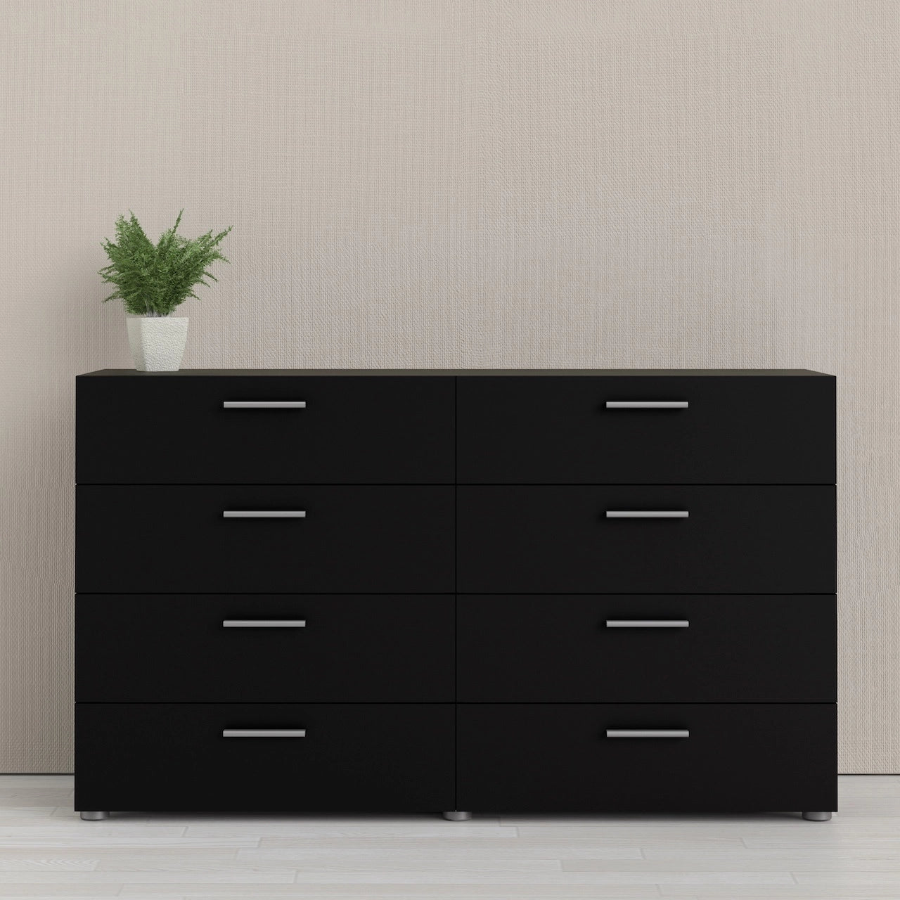Furniture To Go Pepe Wide Chest of 8 Drawers (4+4) in Black