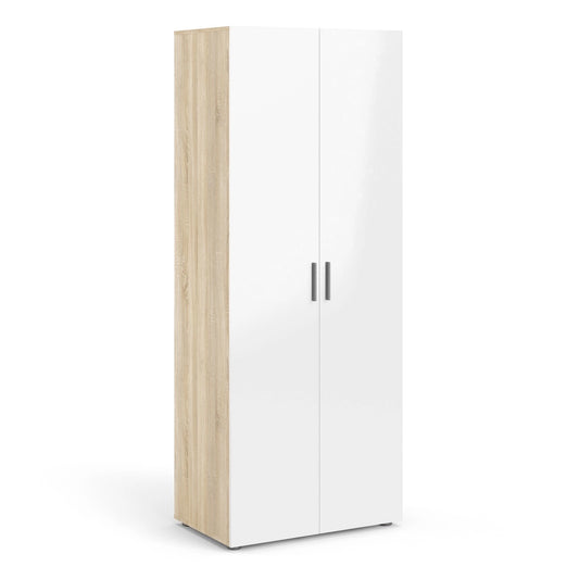 Furniture To Go Pepe Wardrobe with 2 Doors in Oak with White High Gloss