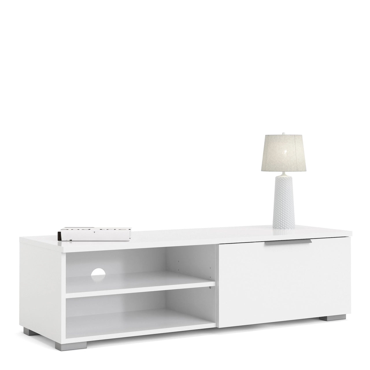 Furniture To Go Match TV Unit 1 Drawers 2 Shelf in White High Gloss