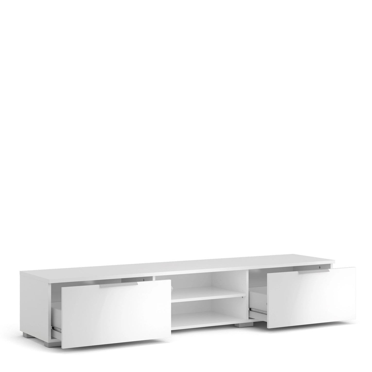 Furniture To Go Match TV Unit 2 Drawers 2 Shelf in White High Gloss