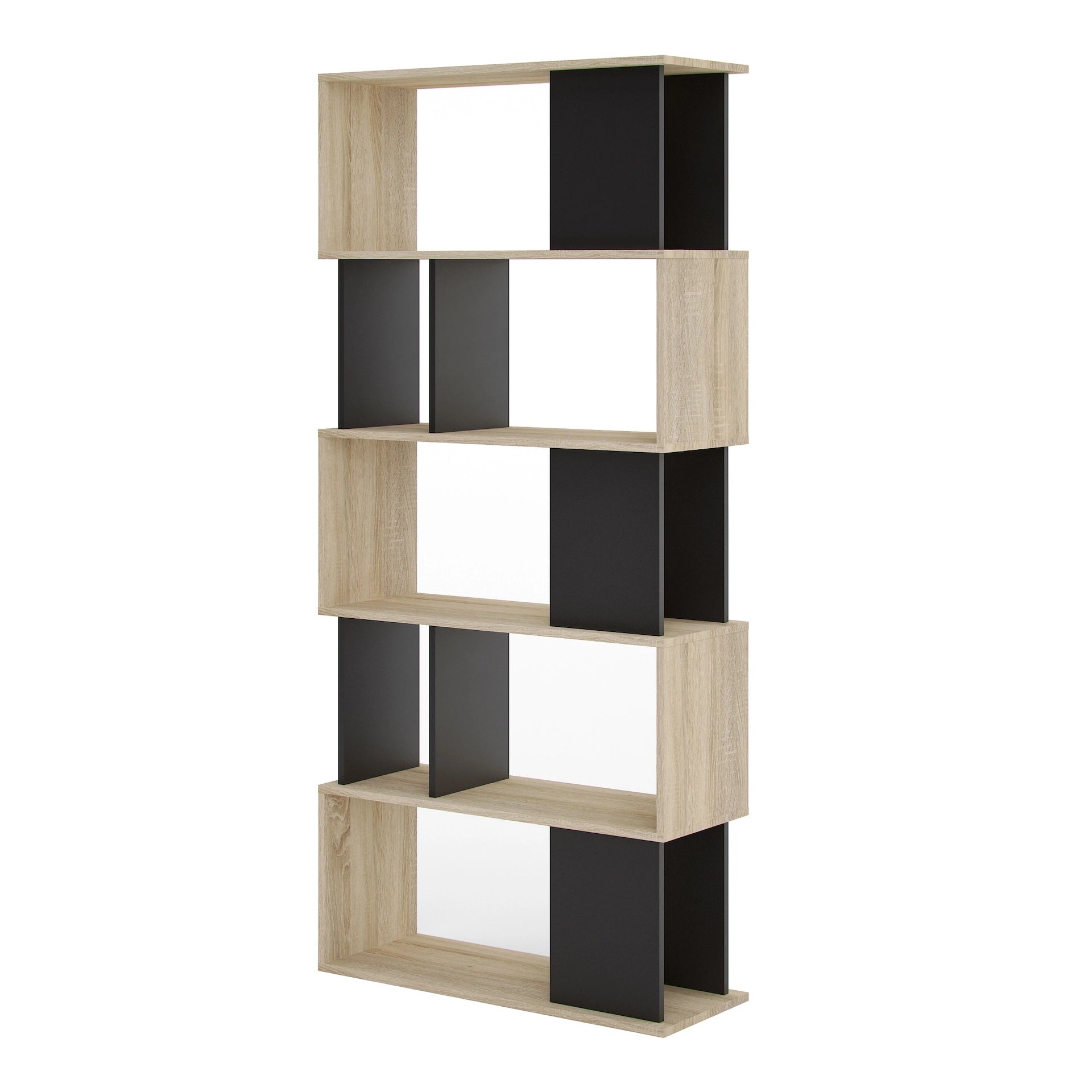 Furniture To Go Maze Open Bookcase 4 Shelves in Oak & Black