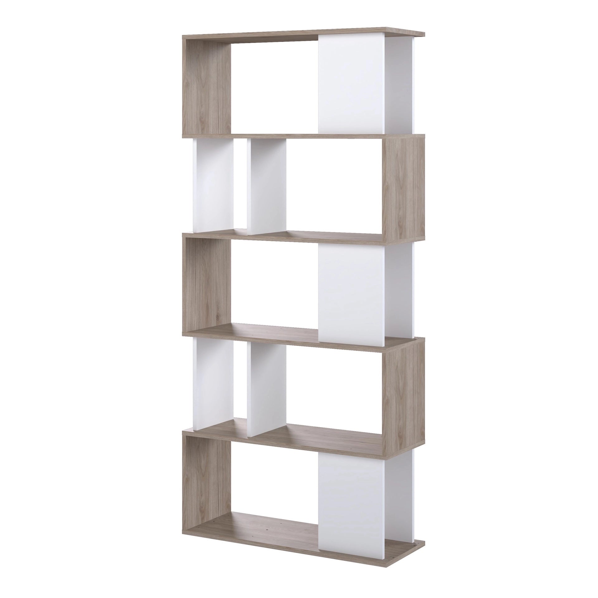 Furniture To Go Maze Open Bookcase 4 Shelves in Jackson Hickory Oak & White