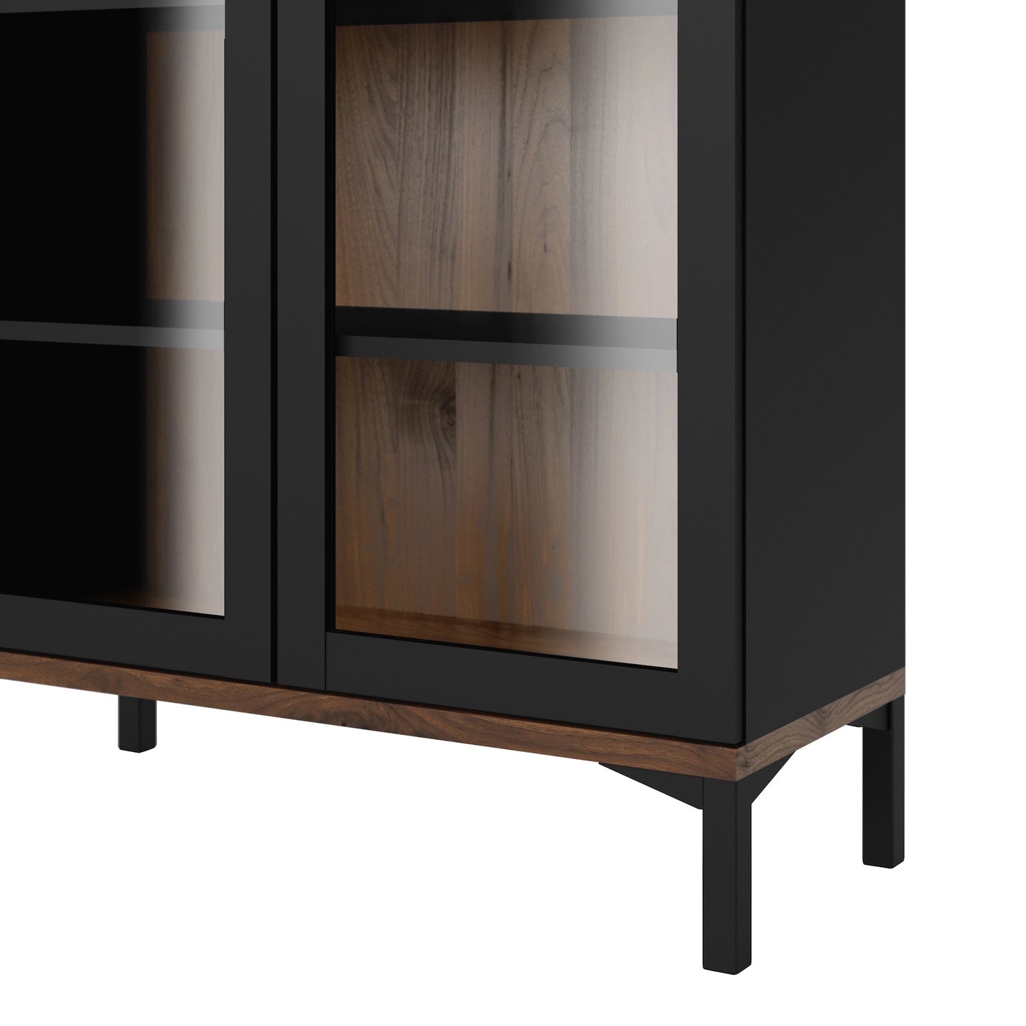 Furniture To Go Display Cabinet Glazed 2 Doors in Black & Walnut