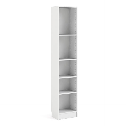 Furniture To Go Basic Tall Narrow Bookcase (4 Shelves) in White