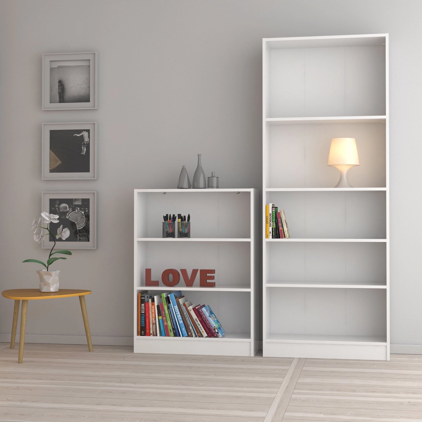Furniture To Go Basic Low Wide Bookcase (2 Shelves) in White